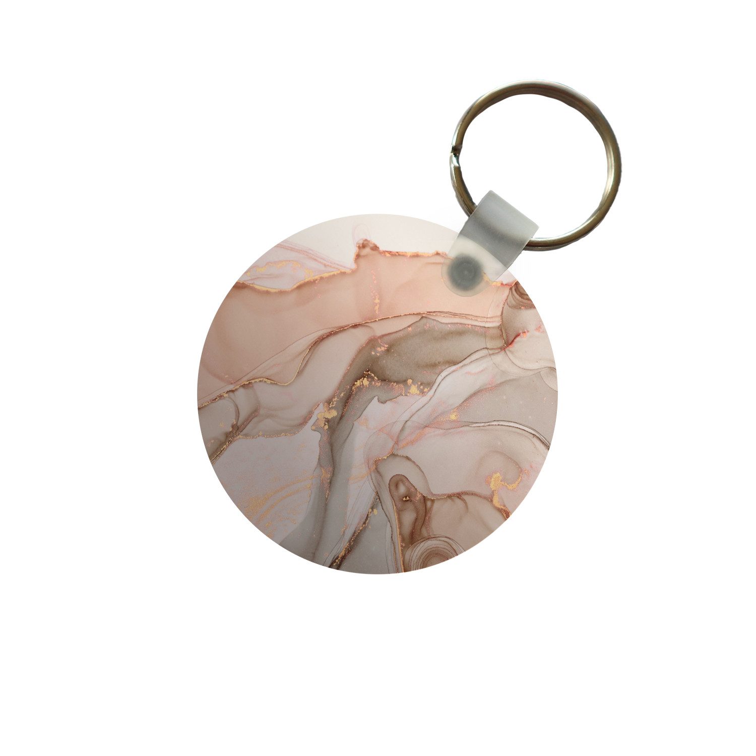 MuchoWow Schlüsselanhänger Marmor - Rosa - Rosa, Rund, Geschenk für Damen / Herren / Kinder mit Schlüsselring, 5x5 cm