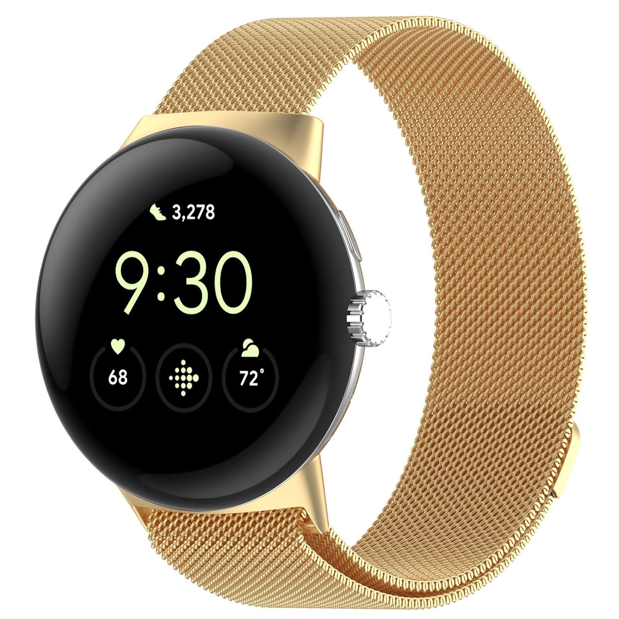 Wigento Smartwatch-Armband Edelstahl für Google Pixel Watch 4 / 3 / 2 41mm Magnet Band Gold, Milanese Edelstahlarmband mit Magnetverschluss