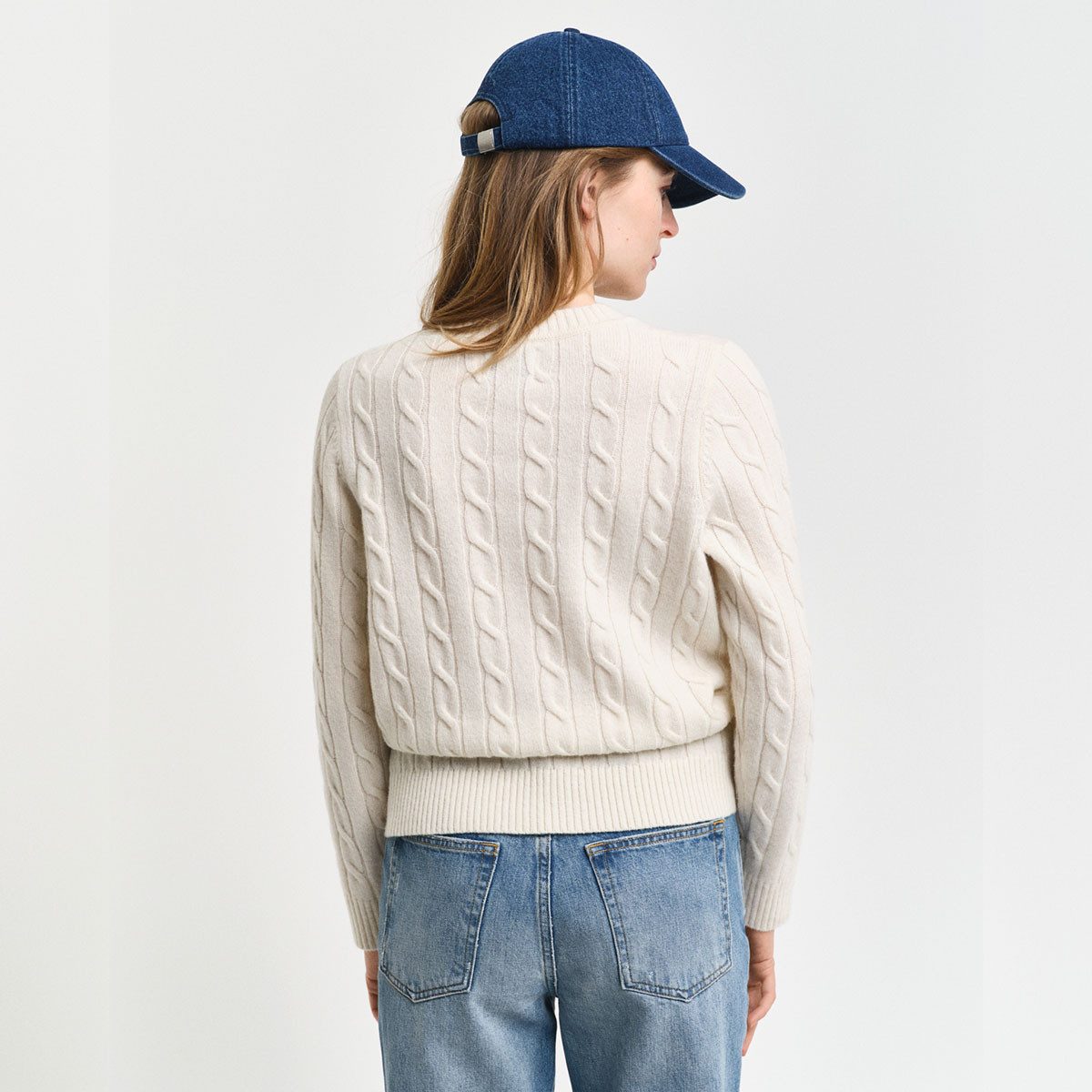 Gant Wollpullover 4805315 Damen Lambswool Zopfstrick Rundhalspullover