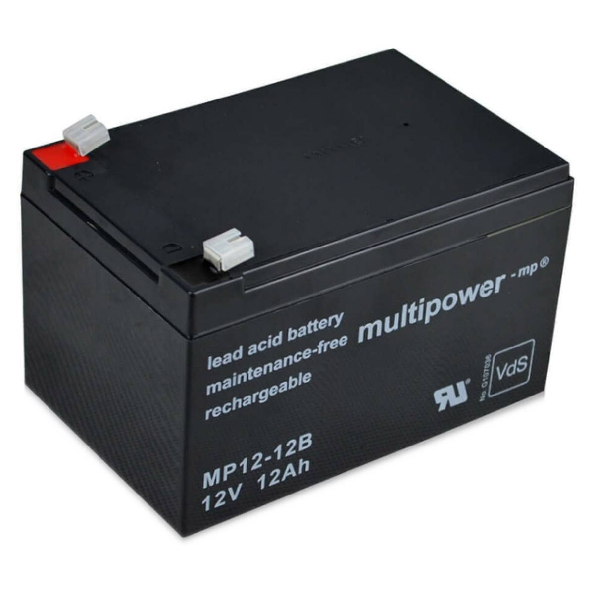 Multipower multipower MP12-12B Batterie 12V 12Ah VdS Zulassung USV Bleiakku AGM Batterie, (12 V)