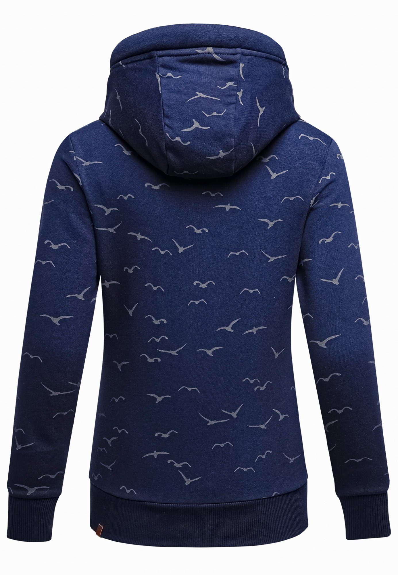 HARVA Kapuzenpullover Kapuzenpullover Sweatjacke Damen REPUBLIX Pullover Navyblau Print Hoodie