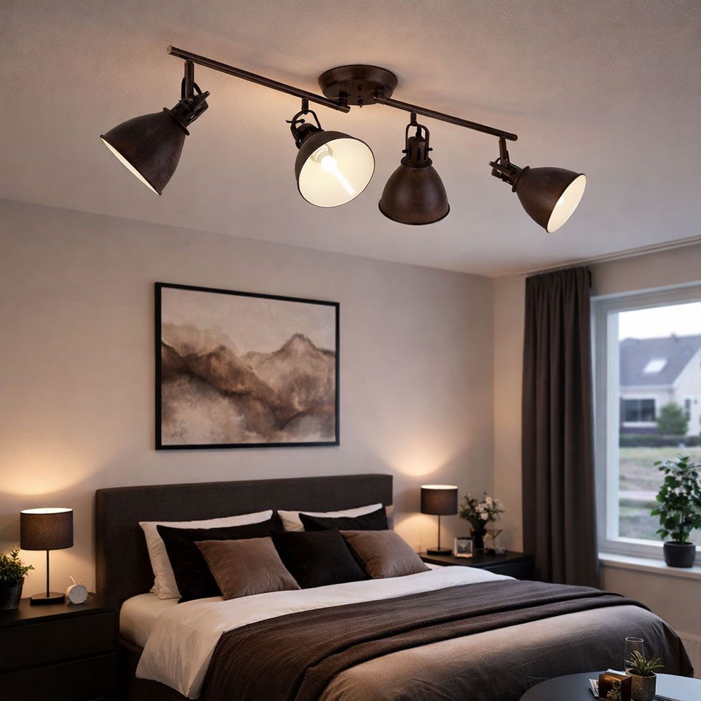 GLOBO LIGHTING Deckenspot, Leuchtmittel nicht inklusive, Deckenleuchte Spotleuchte Strahler schwenkbar 4x E14 rost Metall