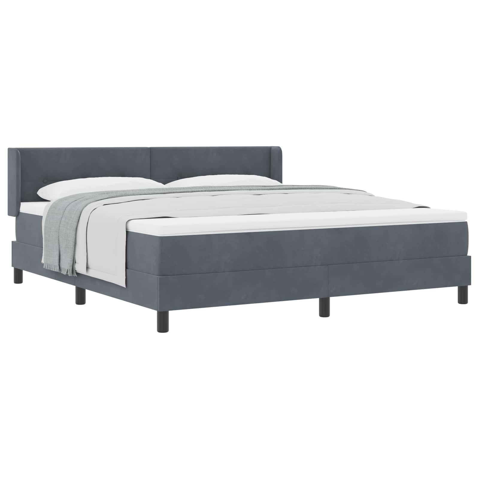 Bett Boxspringbett mit Kopfteil Dunkelgrau 200 x 180 cm Samt