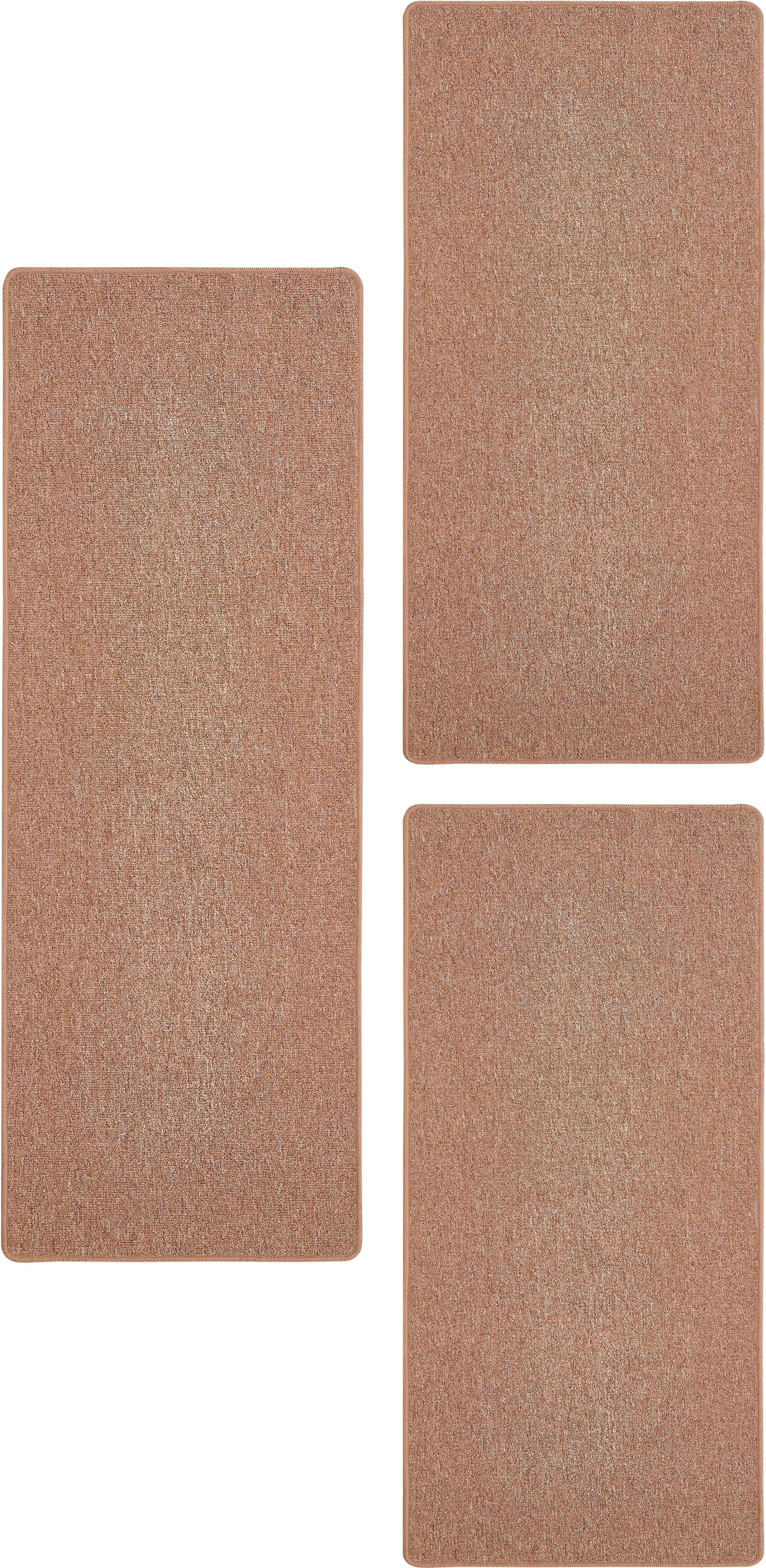 Andiamo Bettumrandung Luton, Made in Germany, Höhe 5 mm, (3-tlg), Bettvorleger, Läufer-Set für das Schlafzimmer, melierte Optik