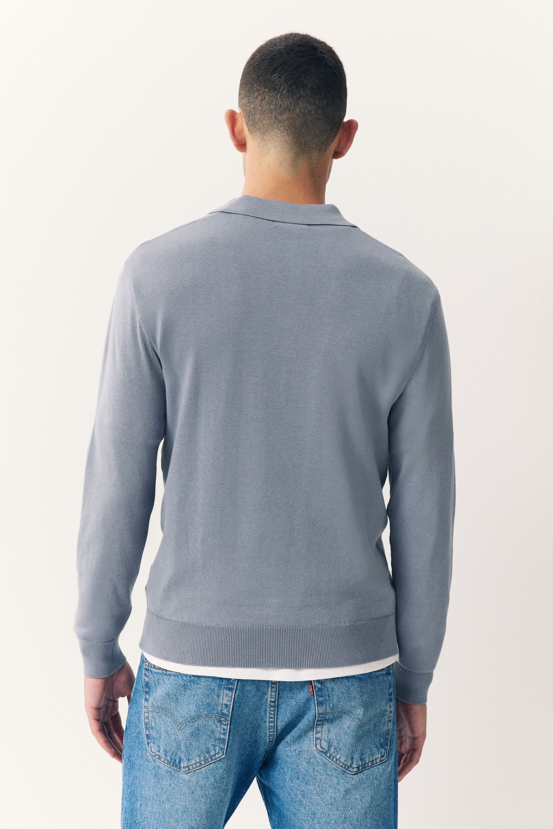 Next Langarm-Poloshirt Langärmeliges Strick-Poloshirt im Slim günstig online kaufen