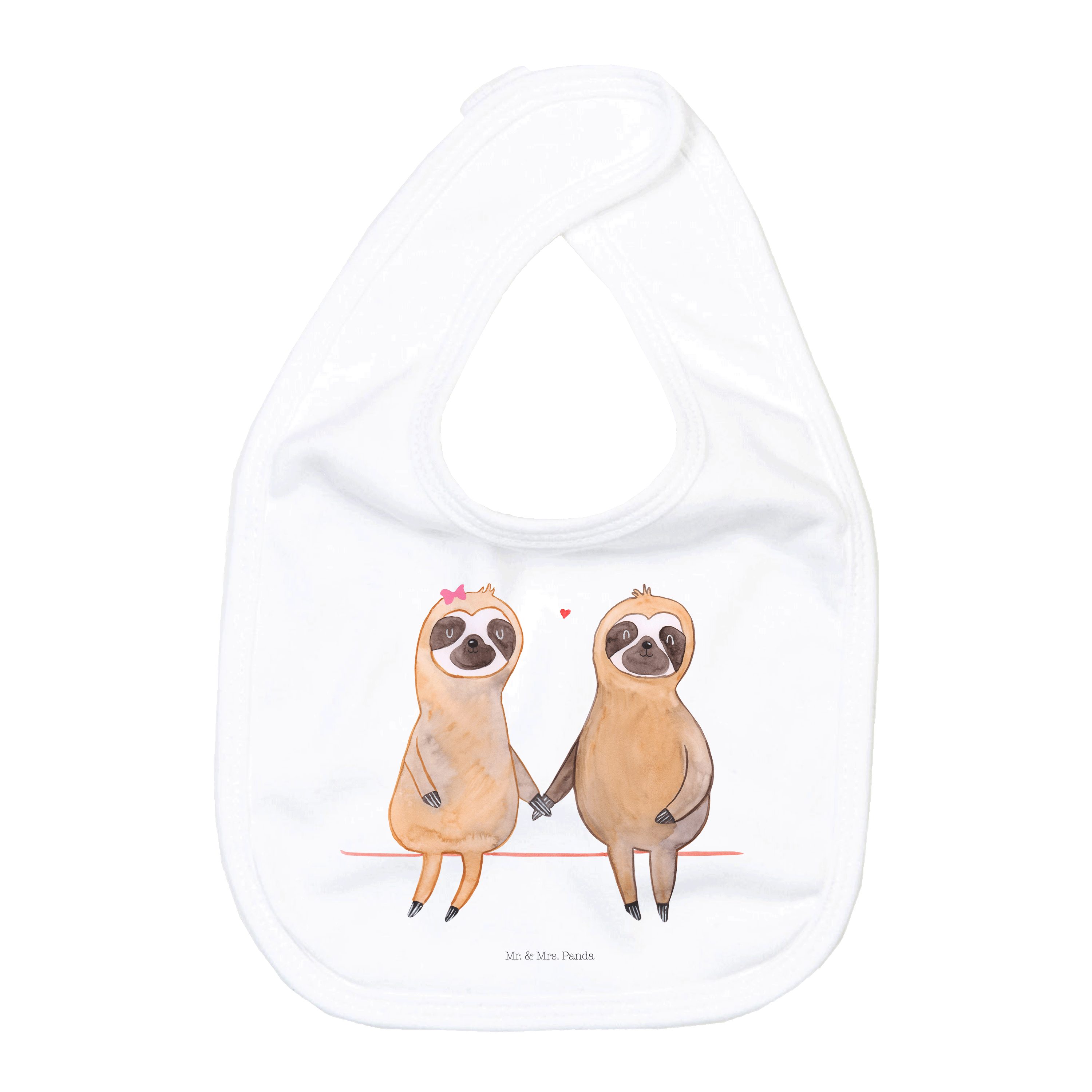 Tragetuch Faultier Pärchen - Weiß - Geschenk, Geschenk für Geburt, Lätzchen, Fa