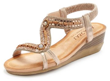 LASCANA Sandale Sandalette, Sommerschuh, kleiner Keilabsatz und elastische Riemchen