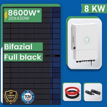 EPP.Solar Solaranlage 8600W/8000W Balkonkraftwerk mit 20x430W Bifaziale Solarmodule, 8600,00 W, Komplettset mit DEYE 8kW Hybrid-Wechselrichter