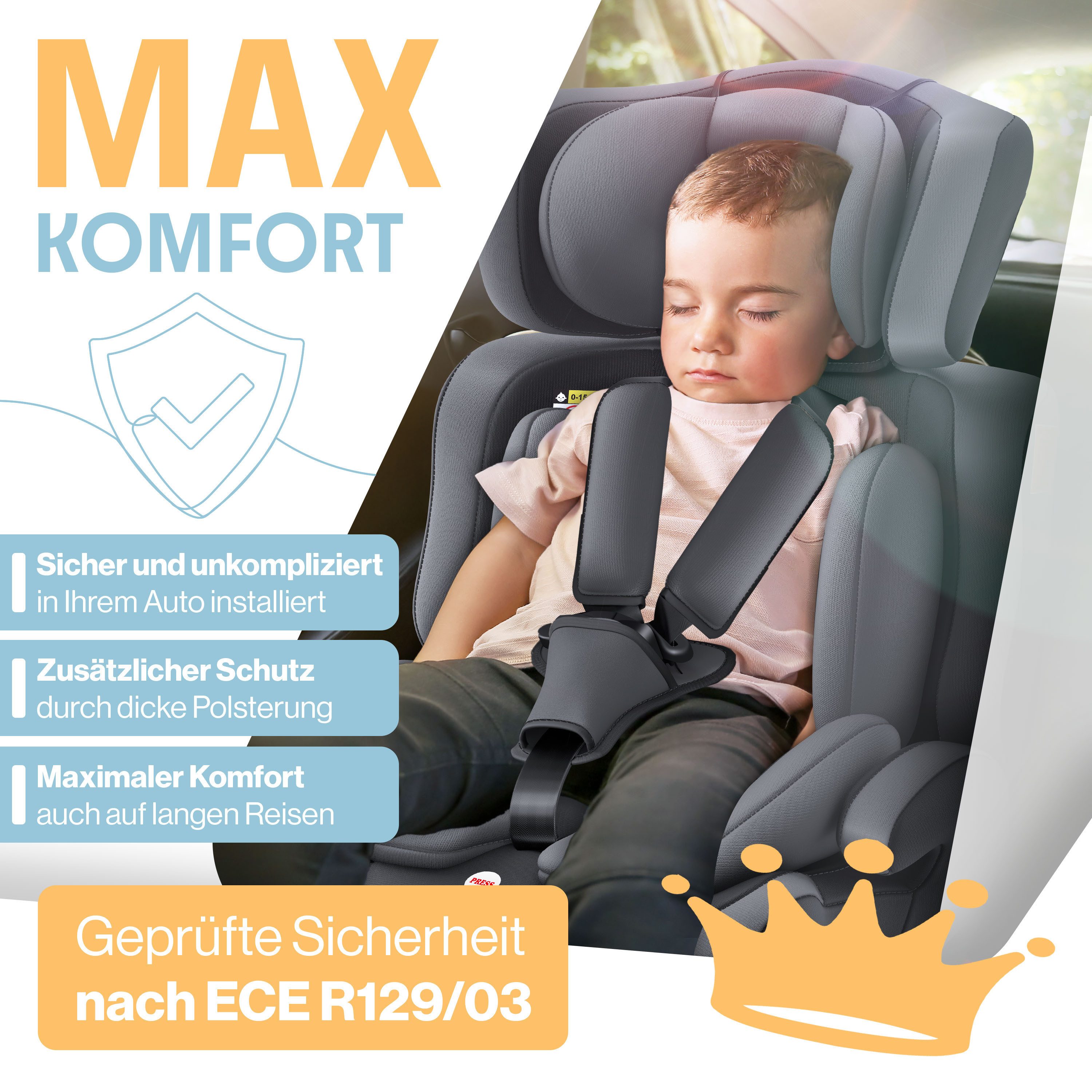 KIDIZ Autokindersitz, Autokindersitz Kinderautositz Gruppe 1+2+3 9-36 kg 5-Punkt