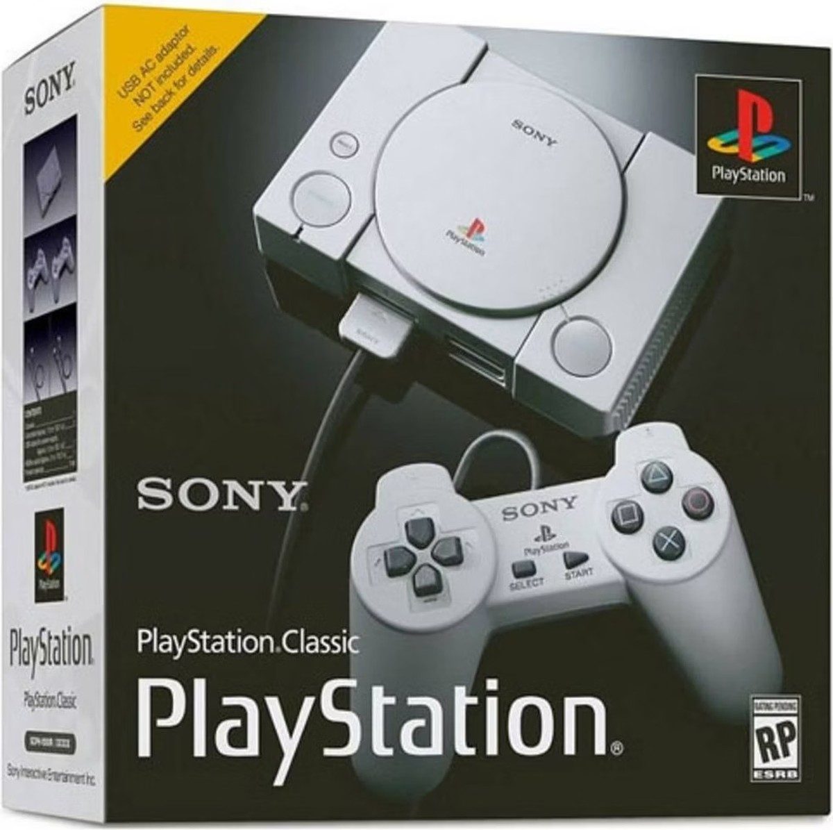 Playstation Sony PlayStation Classic Mini PS1 Konsole mit 20 Spiele + 2 Controller (Konsolen-Set, Mini-Konsole mit 20 vorinstallierten Spielen), HDMI-Anschluss, virtueller Speicherkarte und Fortsetzungspunkt