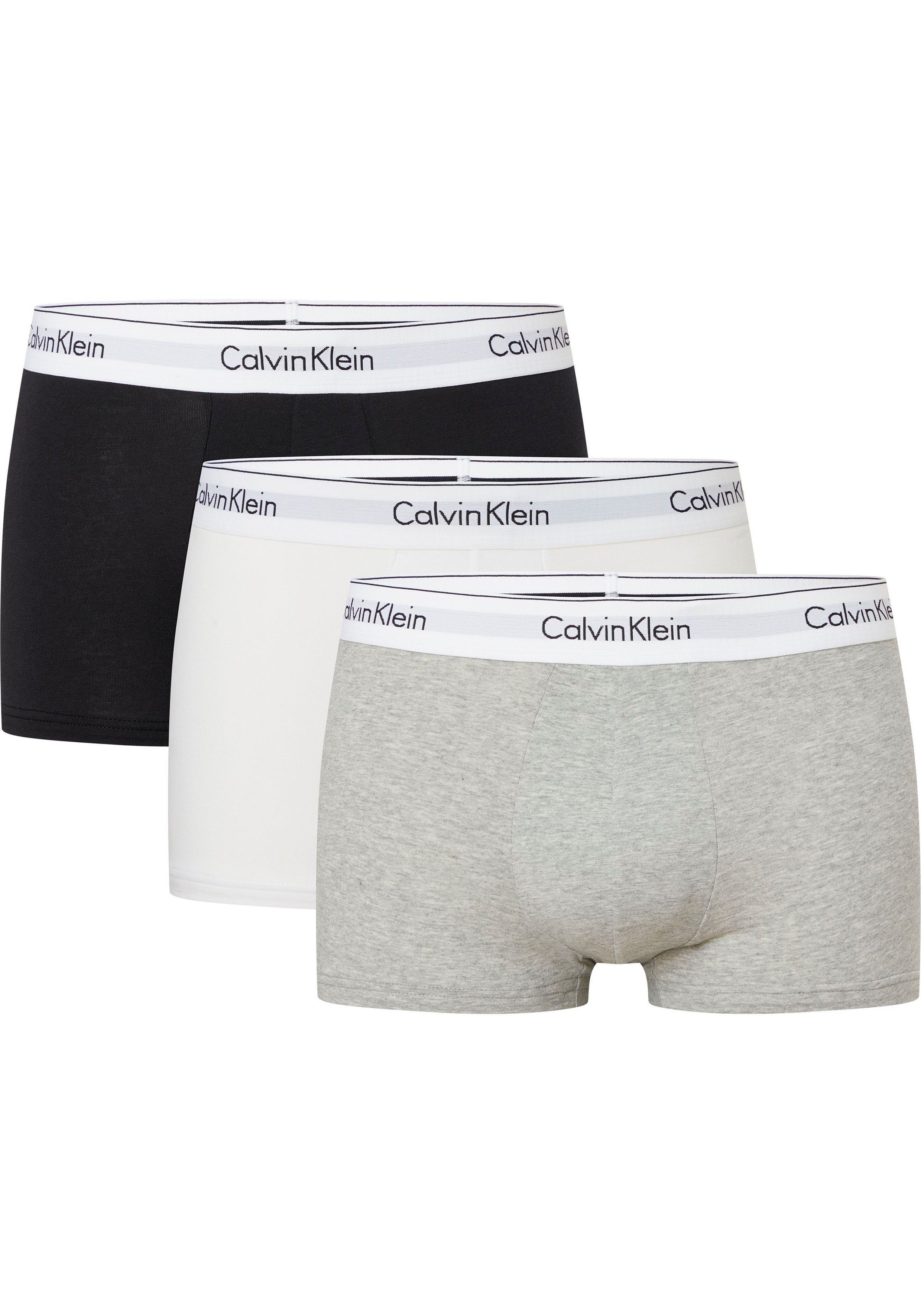Klein WHITE, 3er-Pack) Trunk Size BLACK Calvin Calvin Plus GREY Underwear mit HEATHER, (Packung, Klein Logobund,