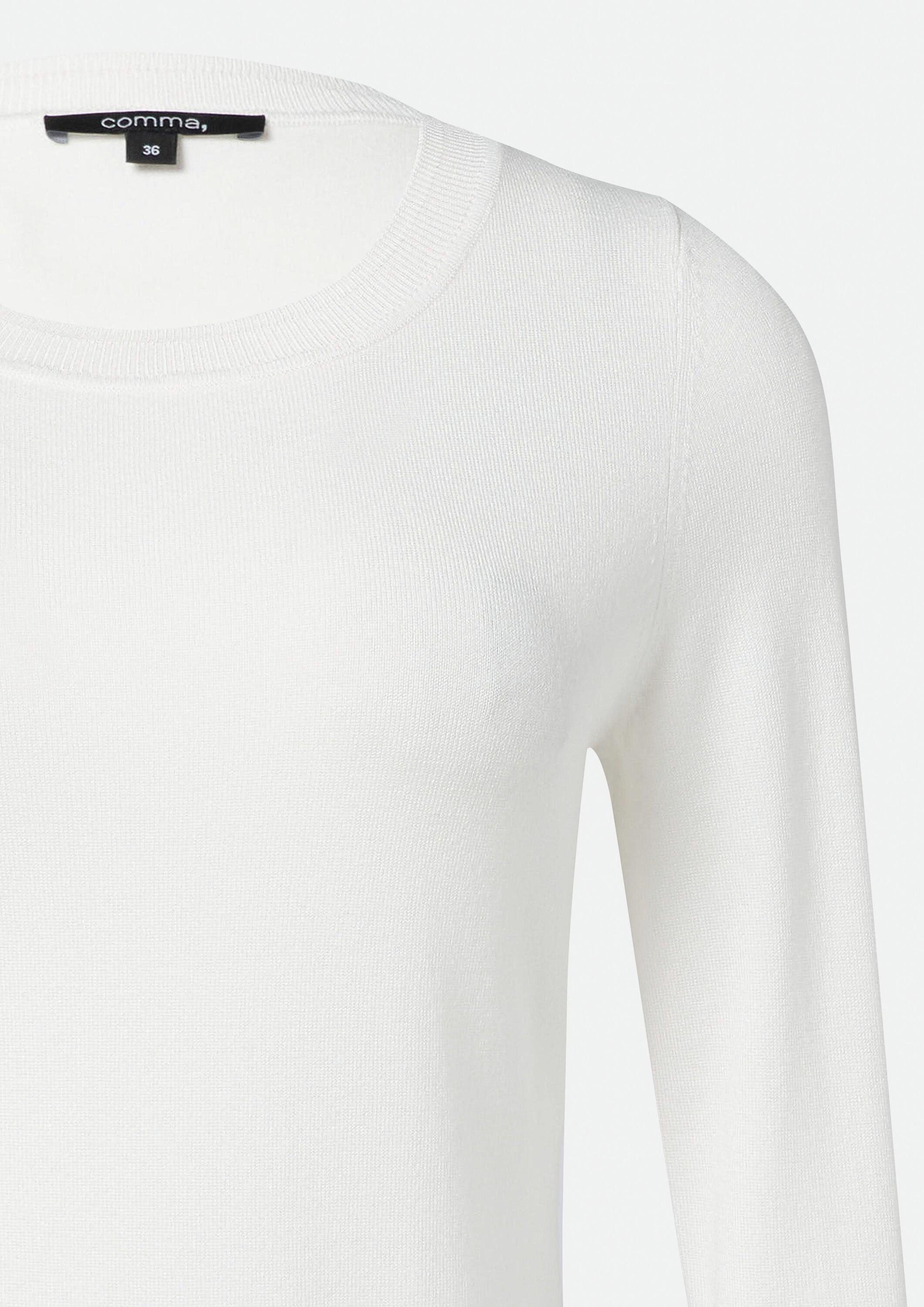 comma Longpullover Strickpullover Feinstrickpullover mit dekorativen Bündchen