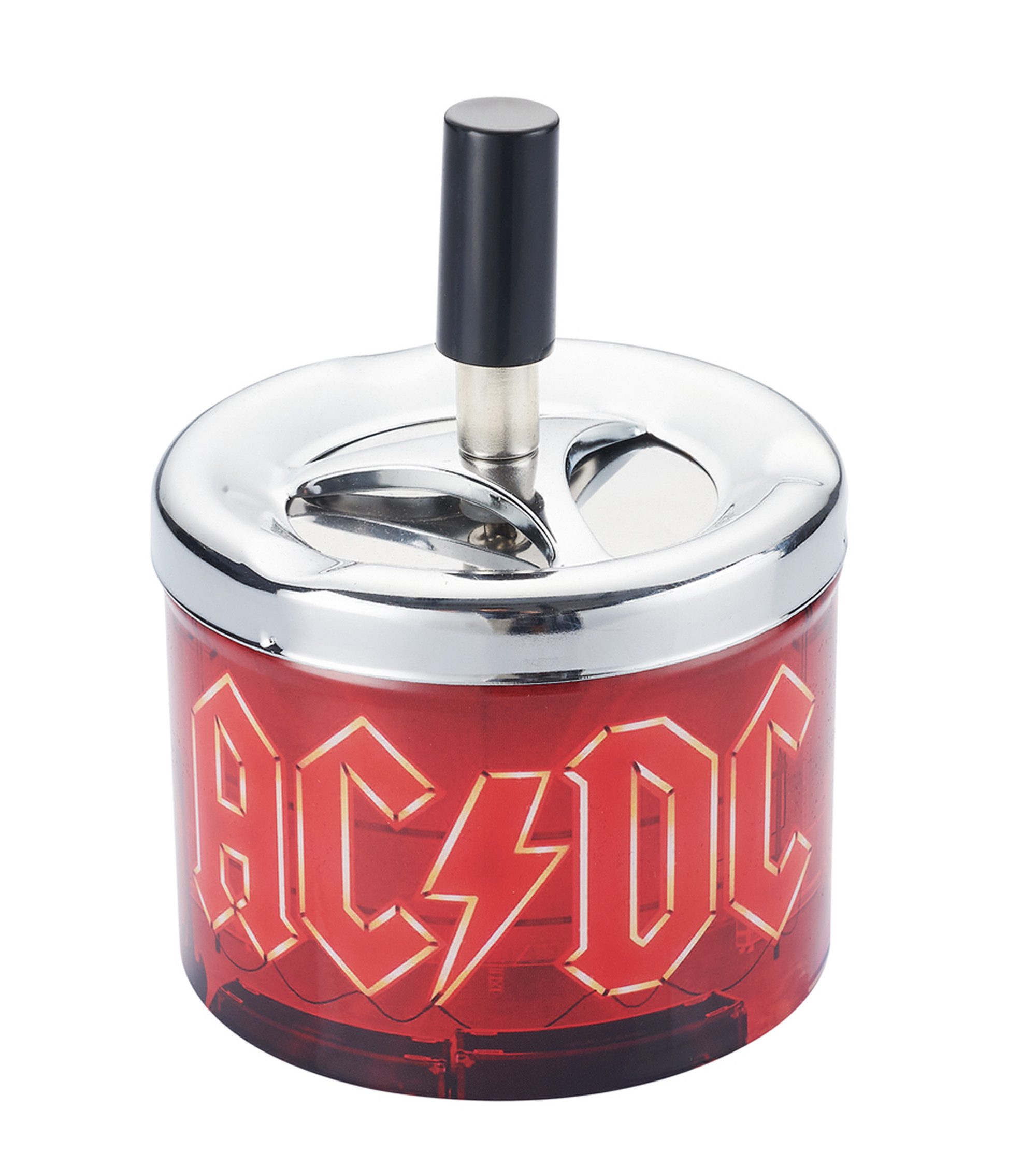CHAMP Aschenbecher DREHASCHENBECHER AC/DC Ø9,5cm aus Metall Aschenbecher 650 (Rot), Windaschenbecher Druckaschenbecher Windaschenbecher Ascher