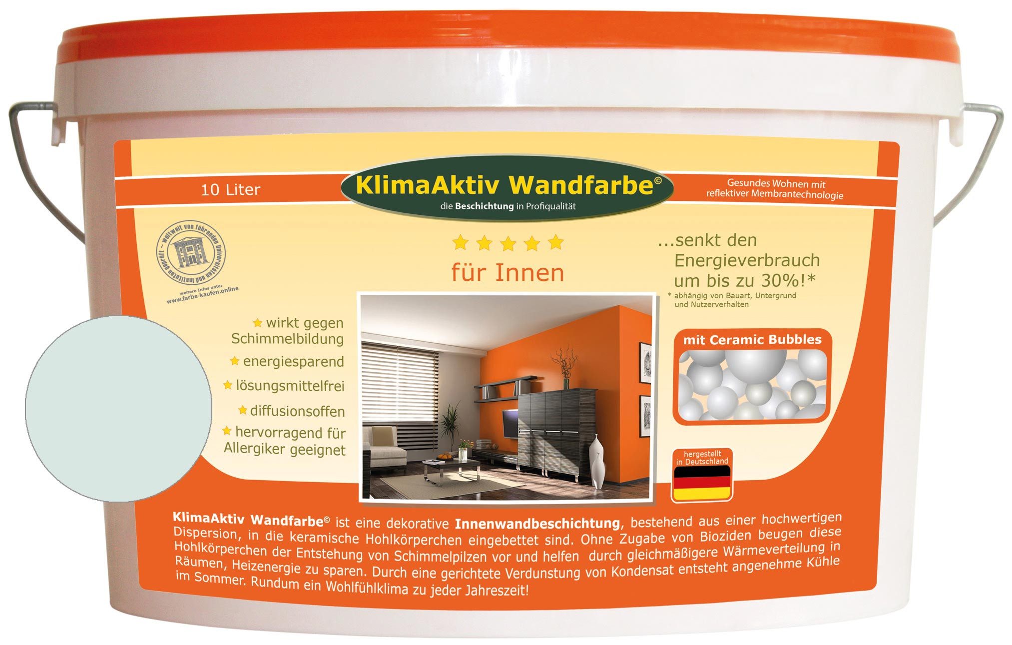KlimaAktiv Wandfarbe Wandfarbe, Energiesparfarbe, VOC-arm, matt