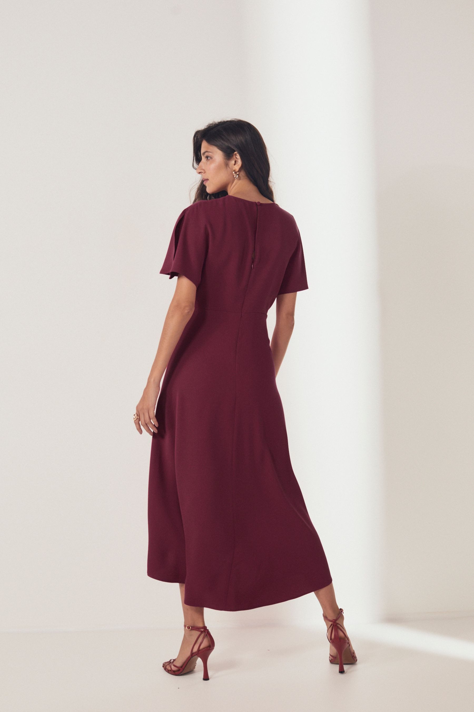 Next Midikleid Kurzärmeliges gerüschtes Midikleid (1-tlg) günstig online kaufen