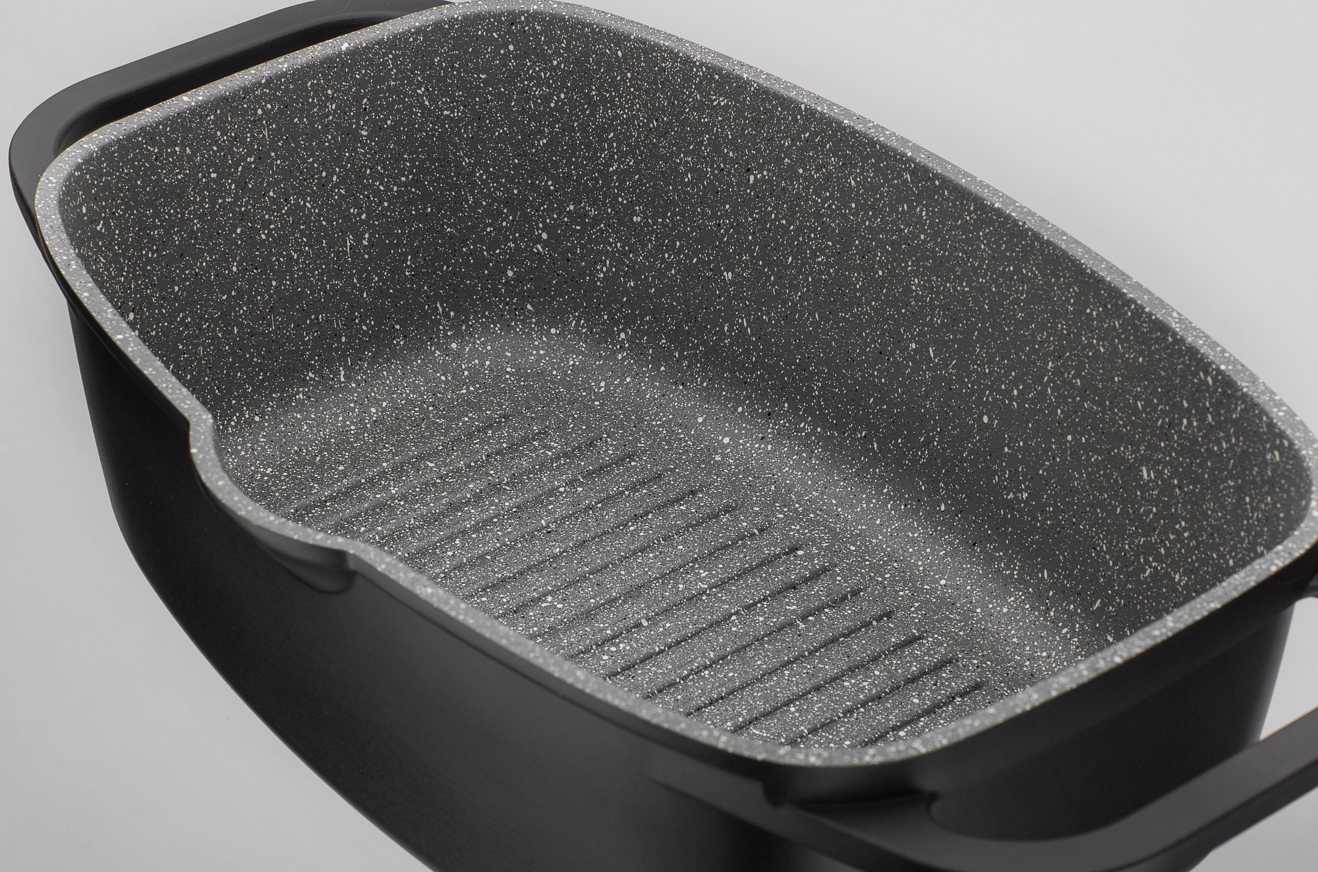 GSW Bräter Gourmet Granit, Induktion, 6 Liter, Aluminiumguss (1-tlg), Länge inkl. Seitengriffe ca. 40 cm, Länge Innenmaß ca. 32 cm