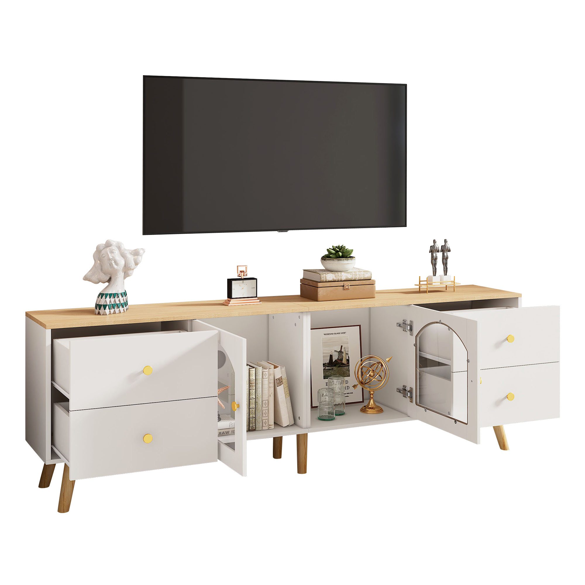 REDOM Lowboard TV-Schrank mit 4 Schubladen günstig online kaufen