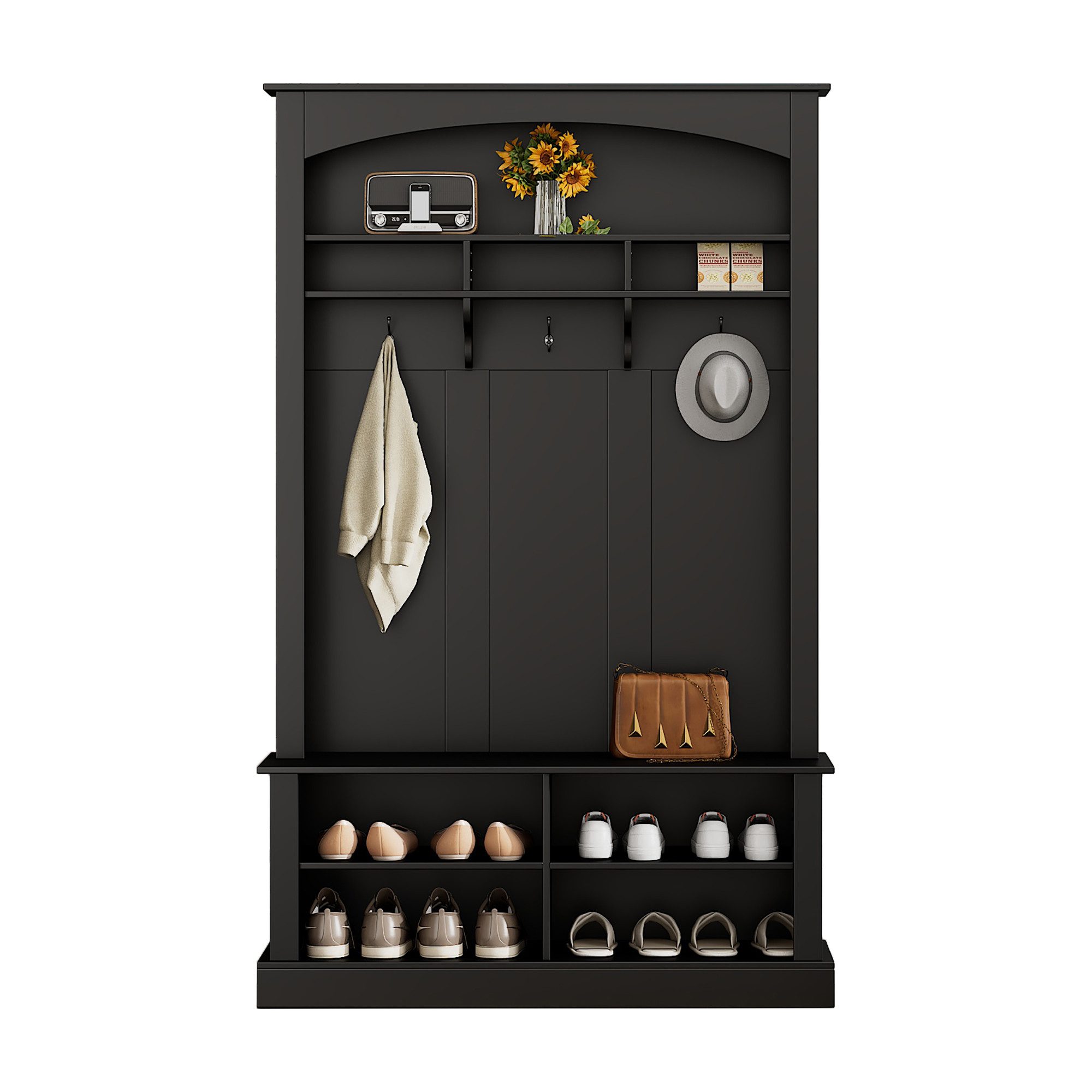 KLAM HOME Garderoben-Set Garderobenständer Garderobe mit Bank und Schuhabla günstig online kaufen