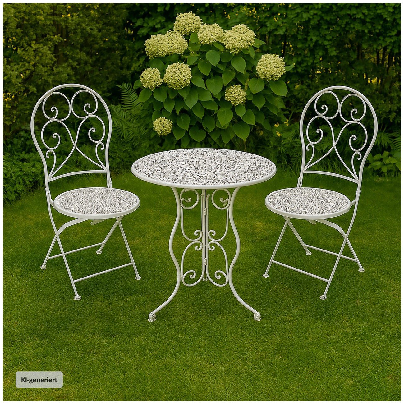 HTI-Living Garten-Essgruppe Bistroset aus Metall 3-teilig Weiß, (Set, 3-tlg., 2 Klappstühle 1 Tisch ohne Dekoration), Sitzgruppe Metall