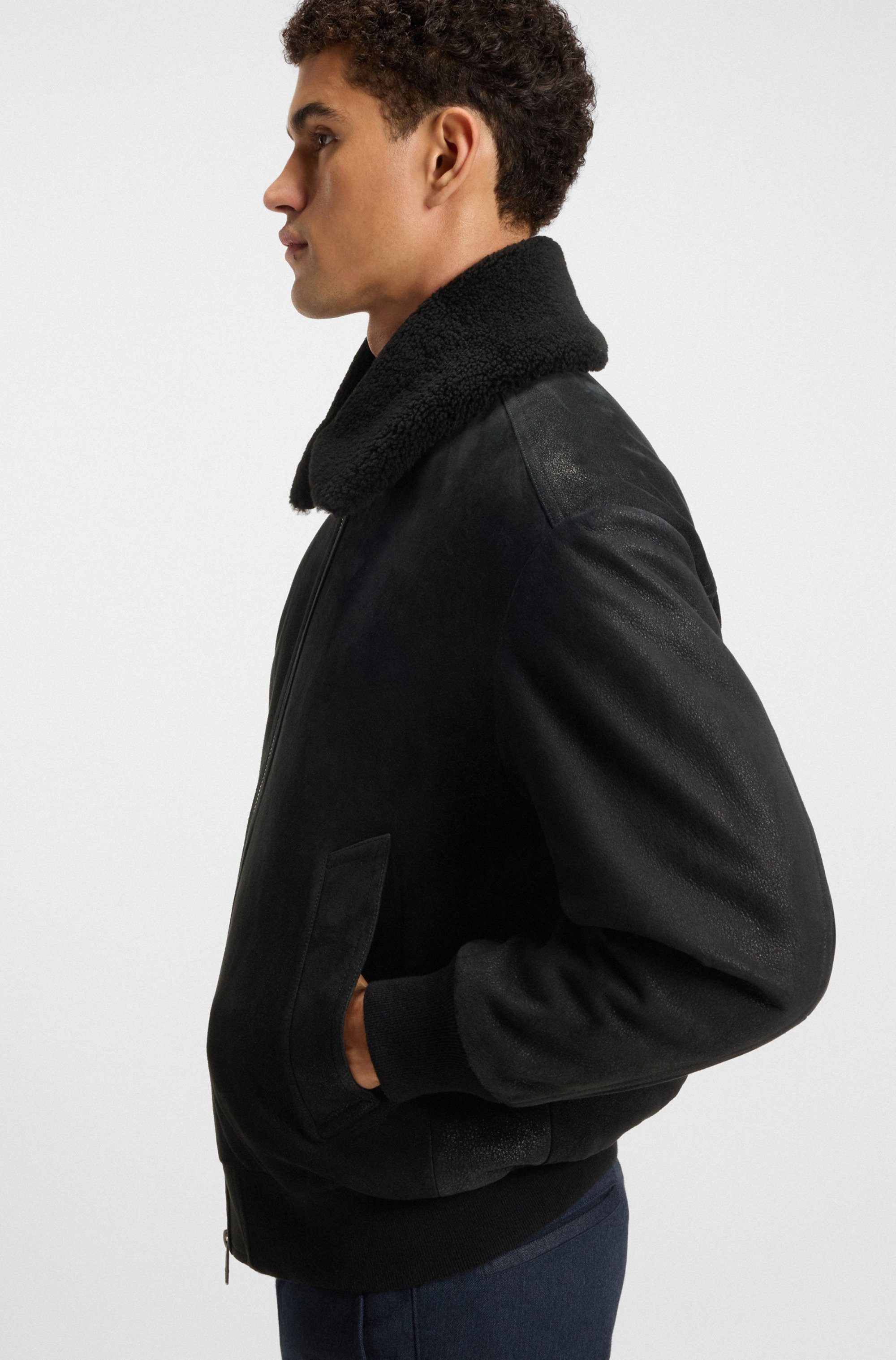 BOSS ORANGE Bomberjacke Jonier aus Velourleder, günstig online kaufen