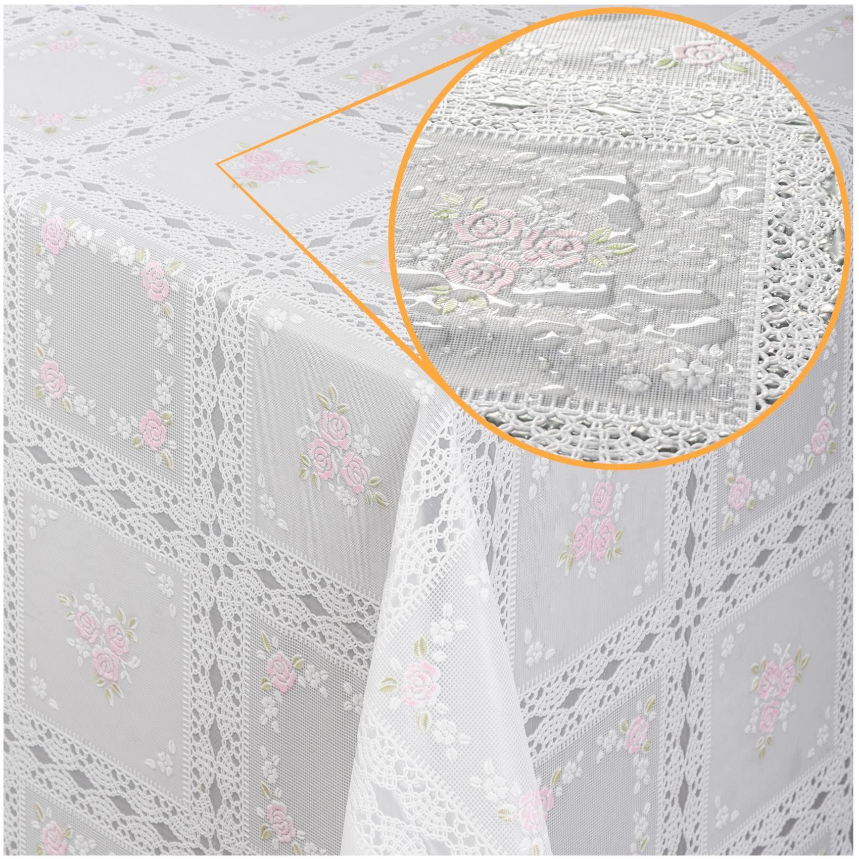 Relief, Geprägt, Häkelspitze Wasserabweisend, Blumen Vinyl Robust Weiß Vinyl ANRO Lace Lace Tischdecke Tischdecke