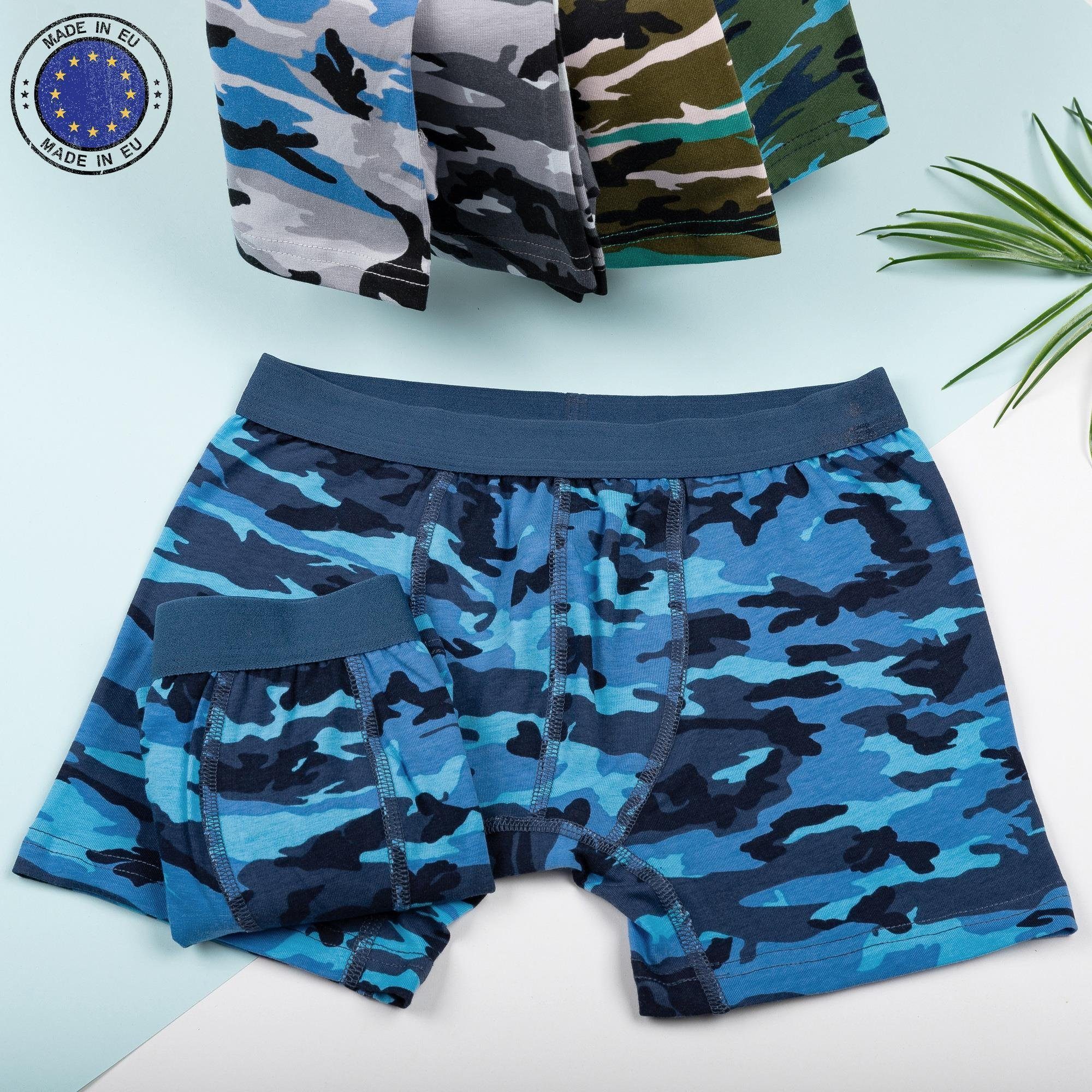 LOREZA Boxershorts 10er Set Jungen Boxershorts - Camouflage - Bunt (Set, 10-St)