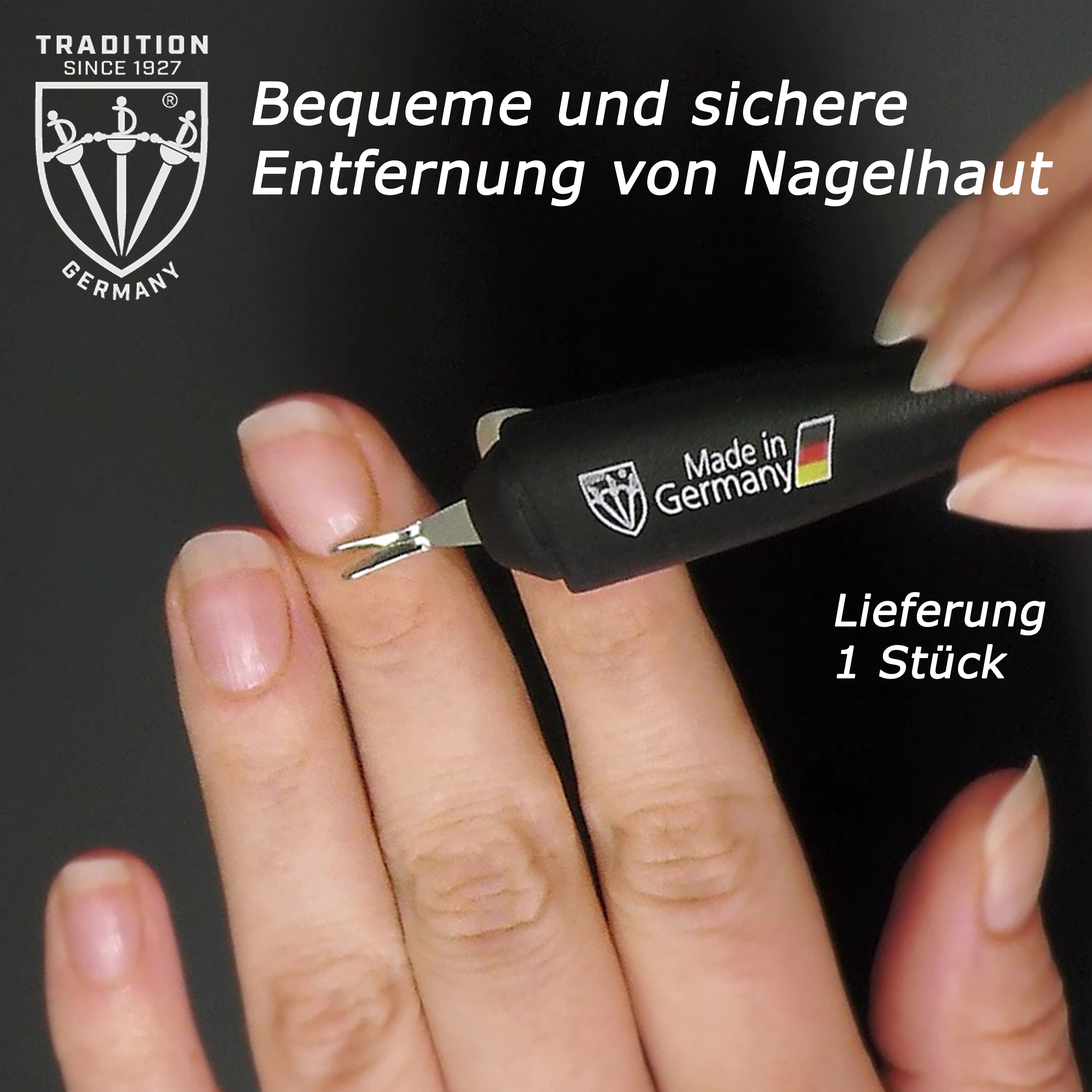 3 SCHWERTER Nagelhautmesser Nagelhautentferner, Maniküre Set mit Kunststoffetui, 2-tlg., Exaktes Nagelmesser mit extra scharfer V-Klinge, Made in Germany