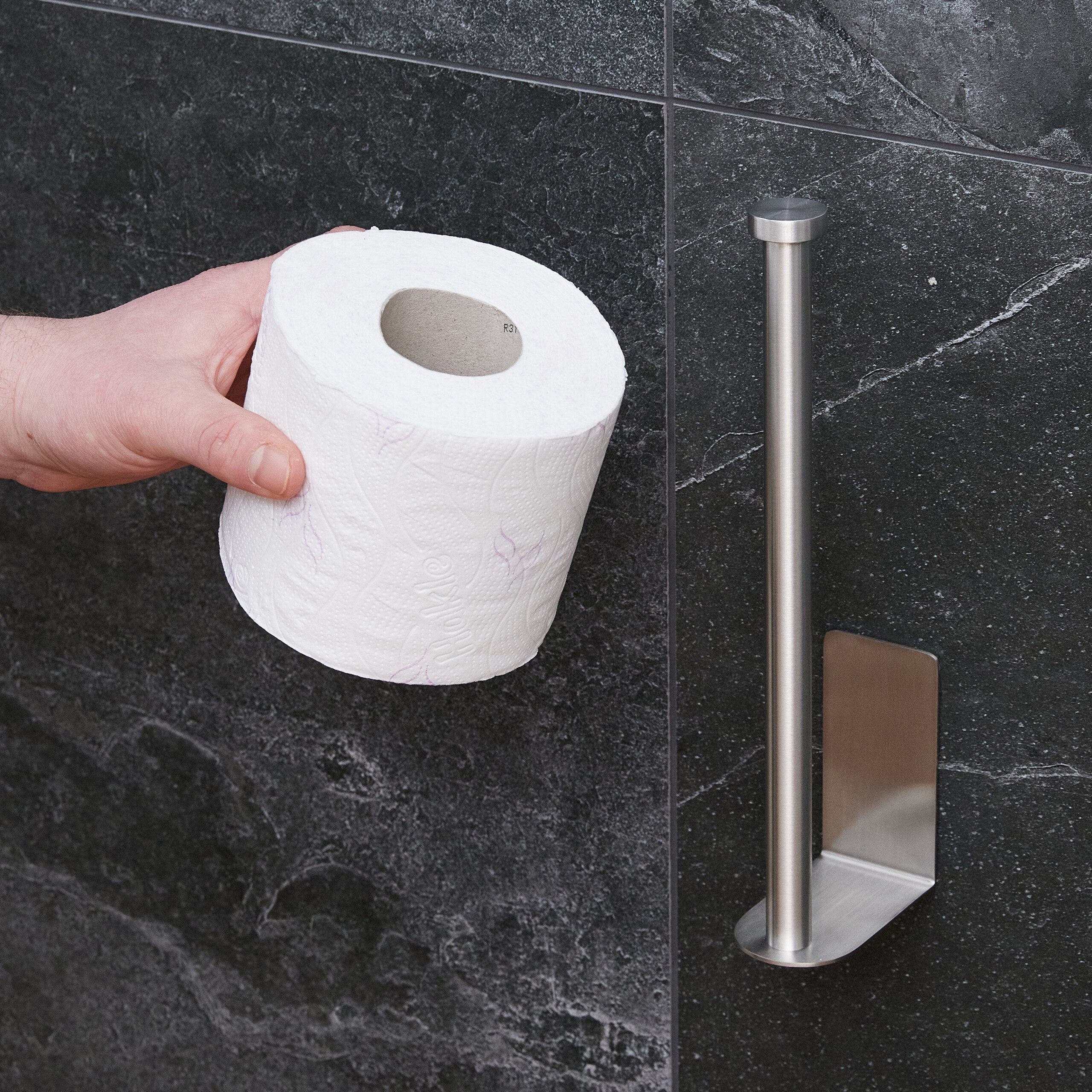 relaxdays Toilettenpapierhalter Selbstklebender Ersatzrollenhalter günstig online kaufen