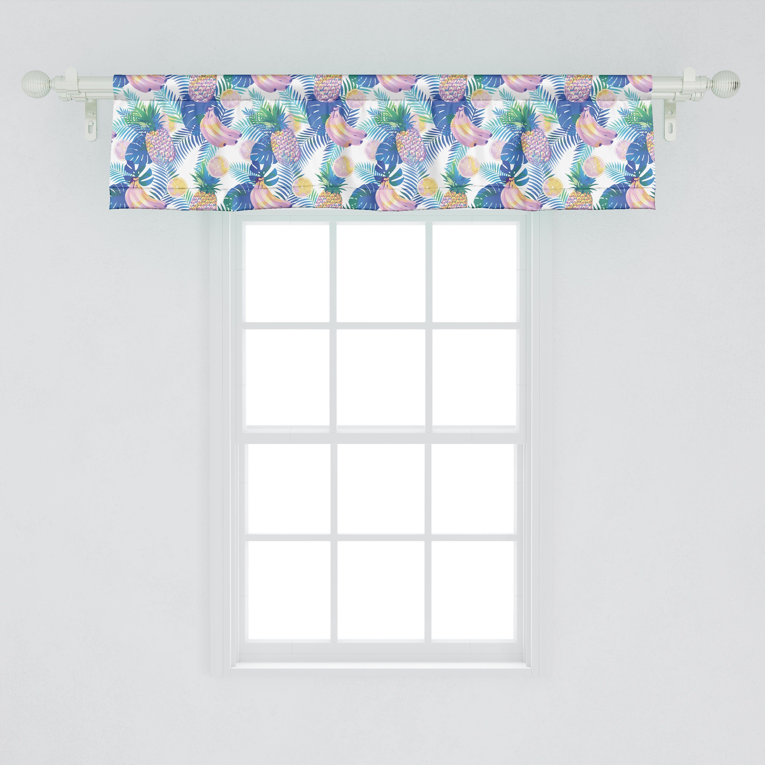 Scheibengardine Vorhang Volant Küche Dekor für Schlafzimmer Pflanzen mit Microfaser, Tropisch Hawaiian Abakuhaus, Stangentasche, Sommer