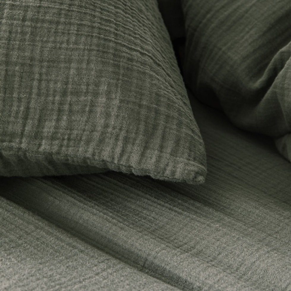 Sandiik Bettwäsche Musselin Bettwäsche in Olivgrün aus 100% Baumwolle, Hoch günstig online kaufen