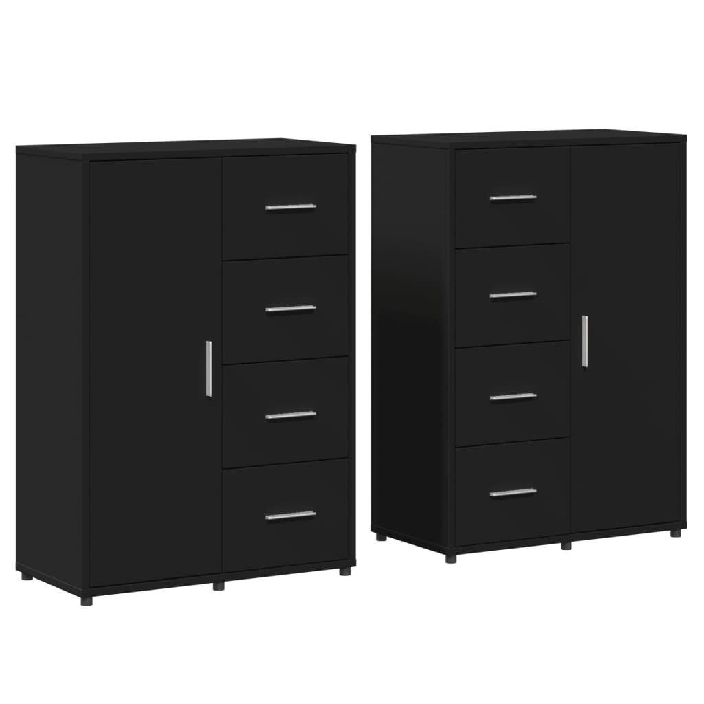 vidaXL Sideboard Sideboards 2 Stk. Schwarz 60x31x84 cm Holzwerkstoff (1 St)