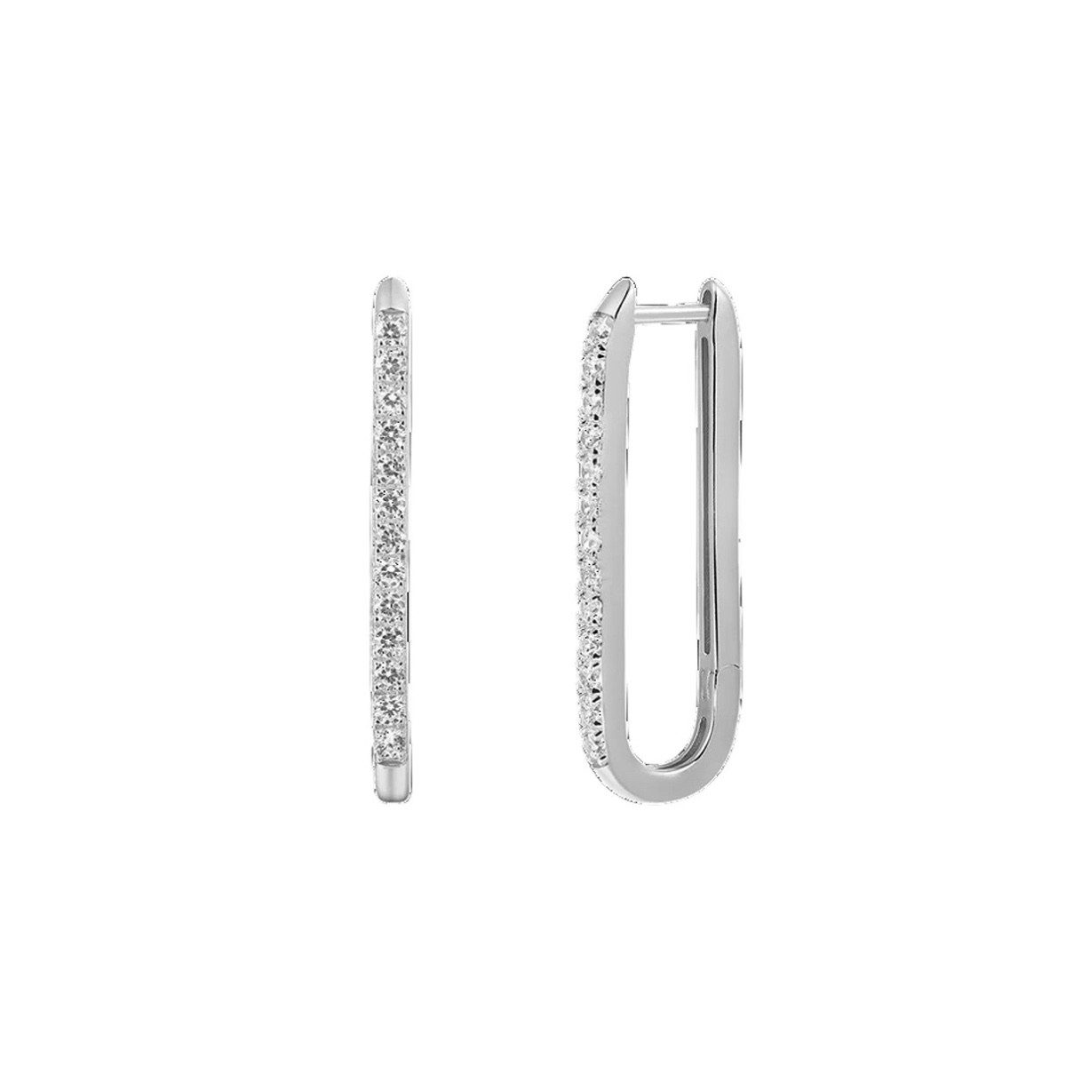 XENOX Paar Creolen Xenox Creolen Ohrringe Damen Duo Link Zirkonia Sterlingsilber XS91487