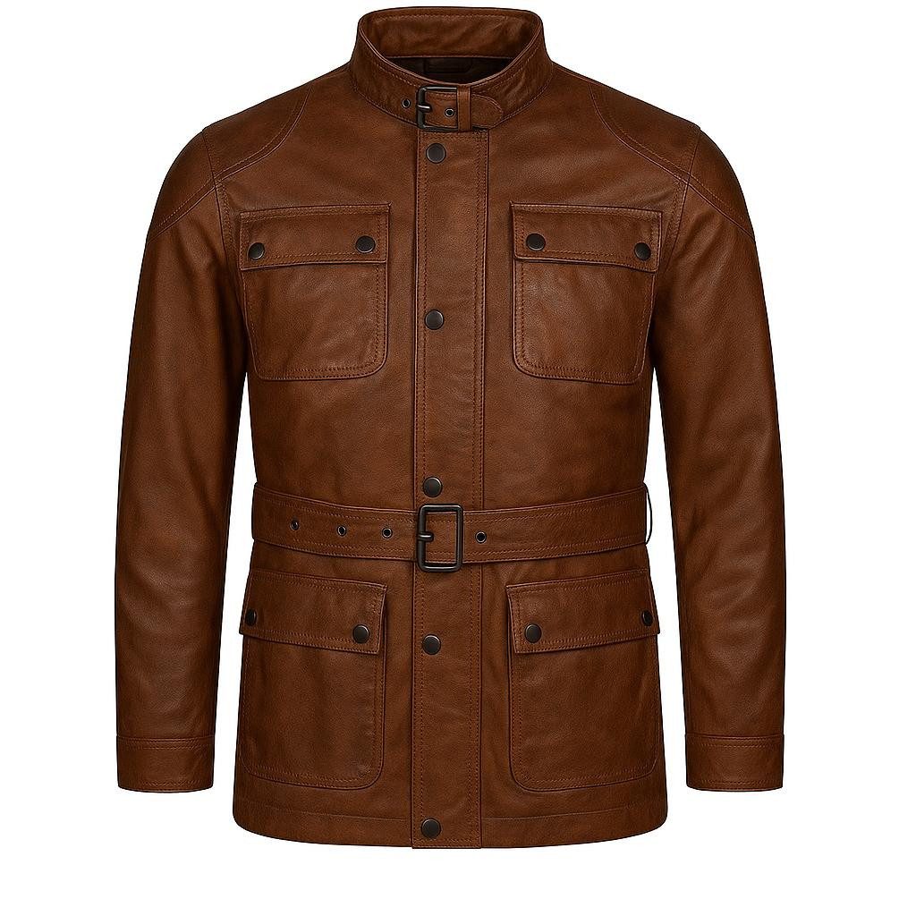 S&A Ledermoden Lederjacke Leon "Mit Gürtel – betont die Taille."