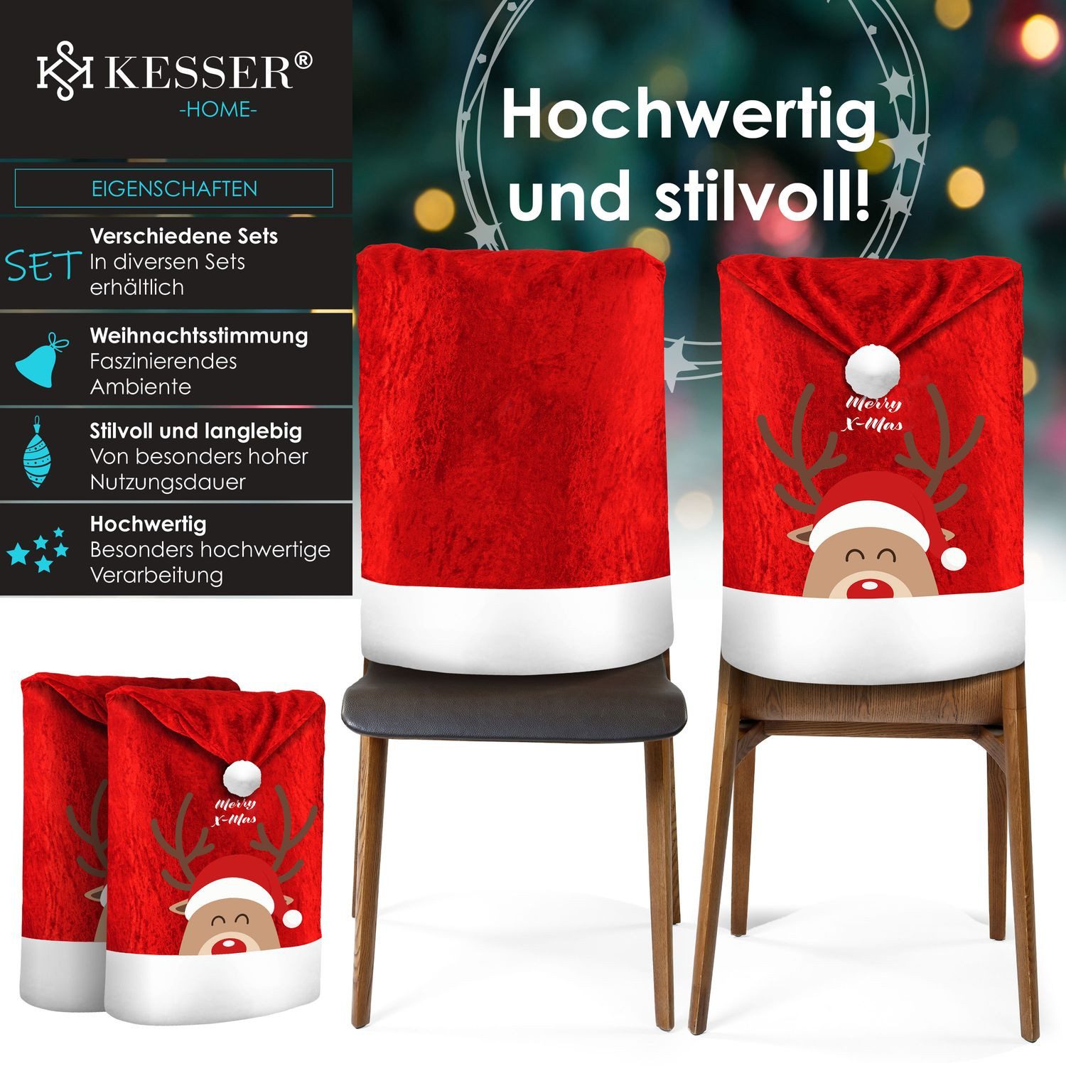 KESSER Weihnachtsfigur, Premium Weihnachtsstuhlüberzug Set Stuhlhussen günstig online kaufen