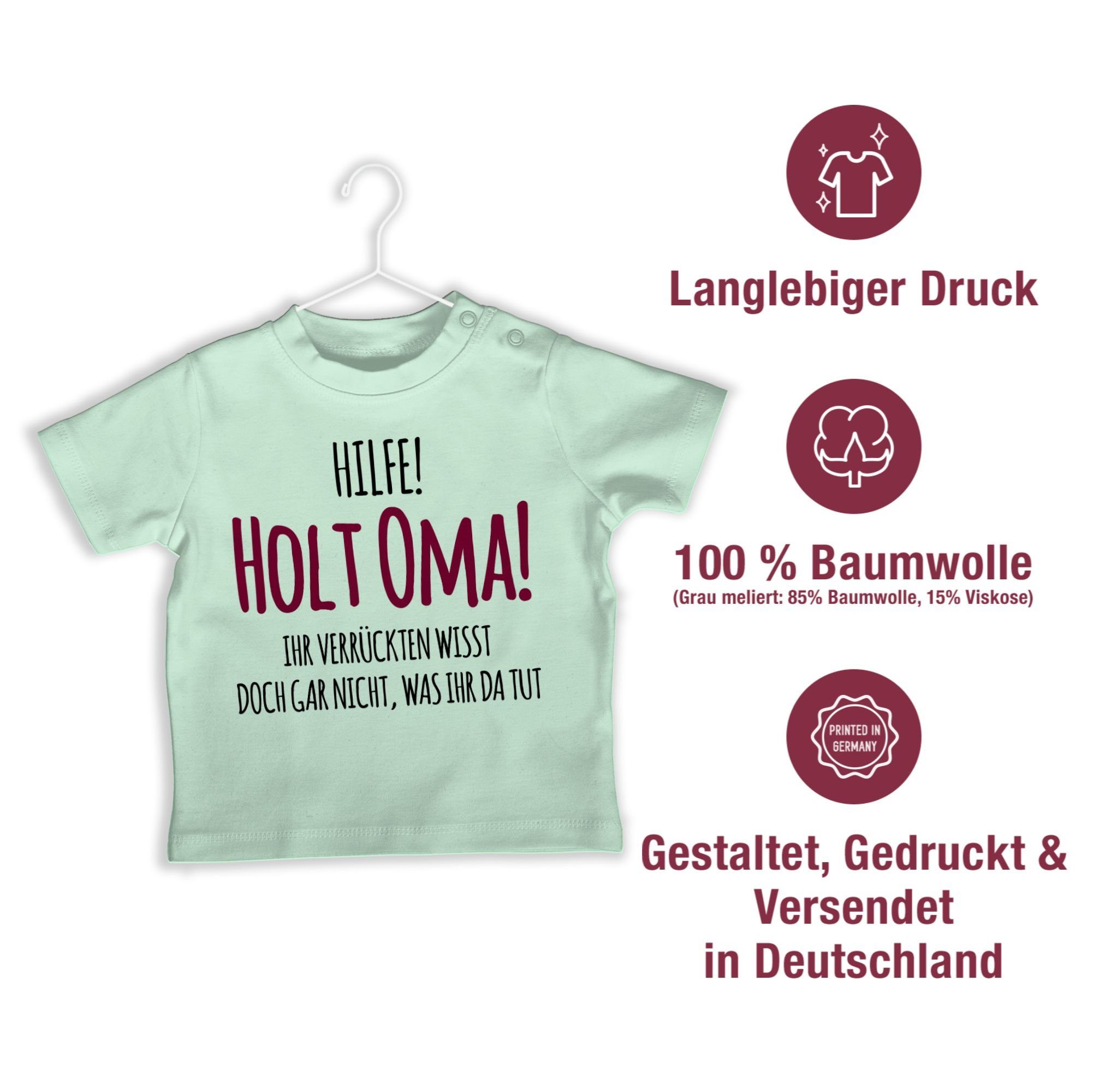 Geschenk Hilfe Holt Omi 1 Mintgrün Baby - T-Shirt Geburt Sprüche Oma Shirtracer