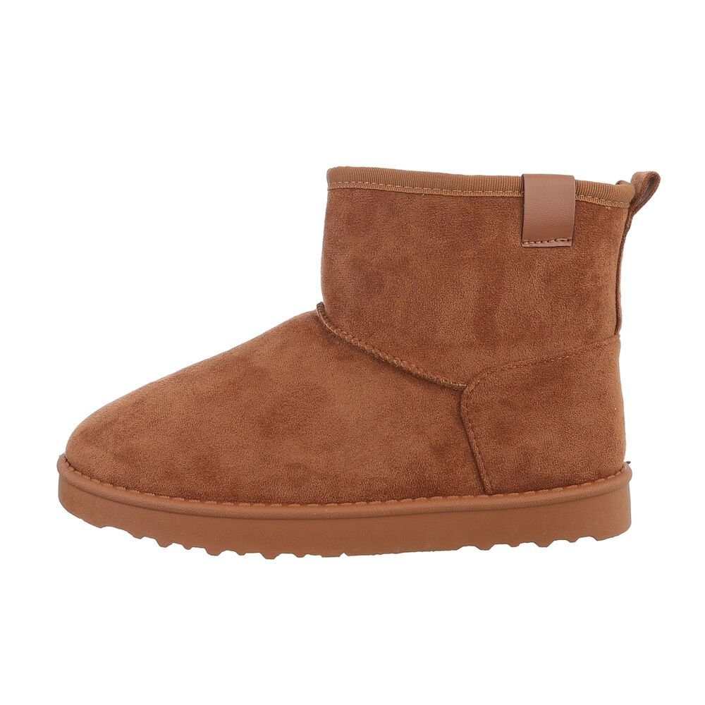 Ital-Design Damen Snowboots Freizeit Snowboots Flach Flache Stiefeletten in Camel