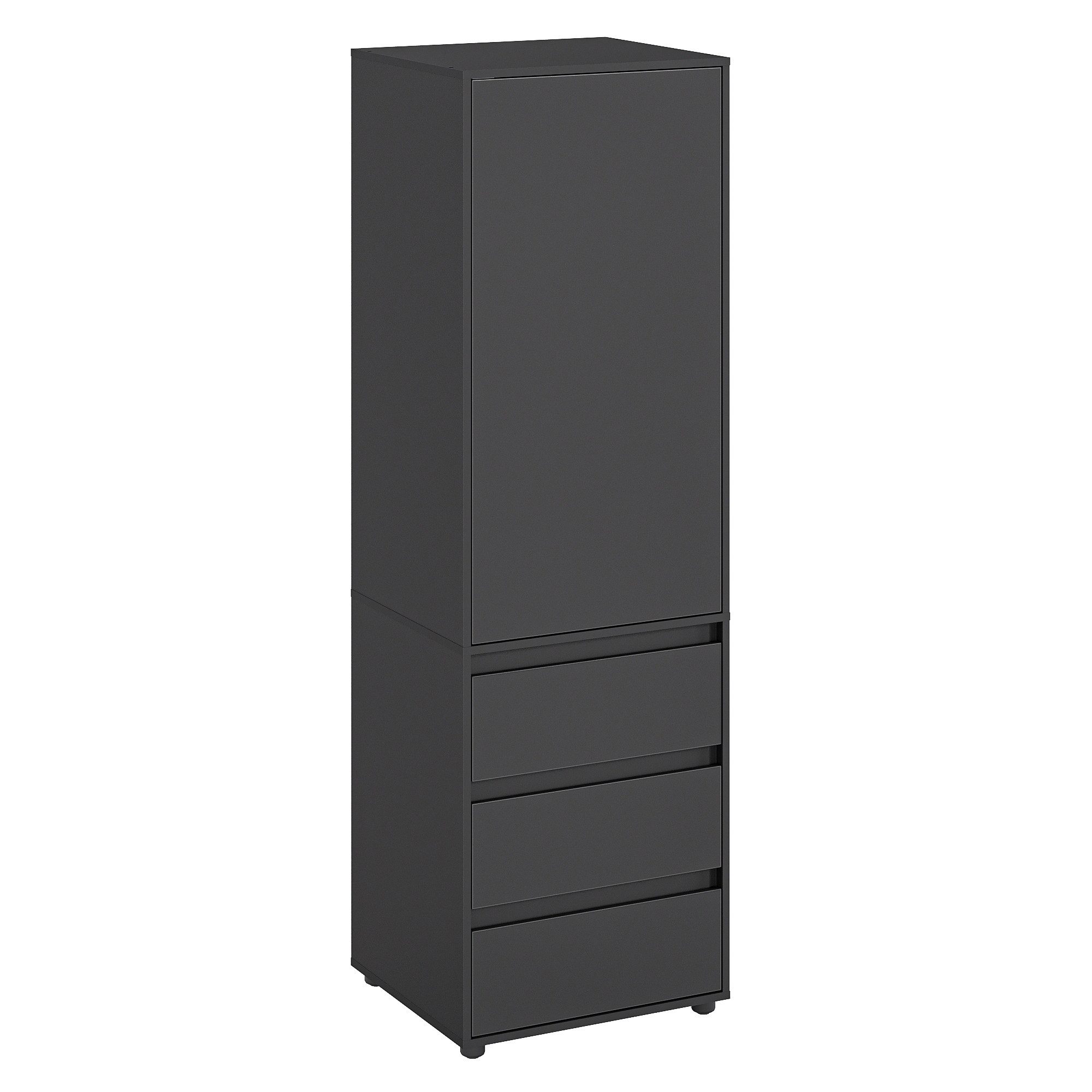 KOMTO Garderobenschrank CUBE 60-90 cm Mit Fächern Schubladen Kleiderschrank Schrank Mehrzweckschrank mit Türig & Schubladen Garderobenschrank Flur 192 cm