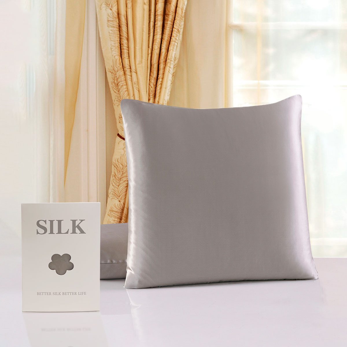 Vivi Idee Kissenbezug 100 % Maulbeerseide 22 Momme Satin Luxus 40x40cm 1 Stk., temperaturregulierend, schützt Haut & Haar, ideal für Schönheitsschlaf