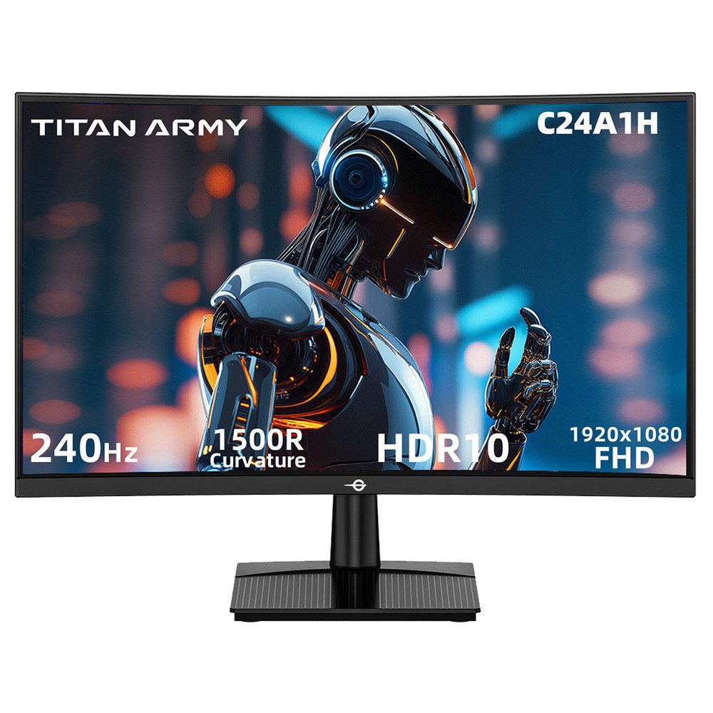 TITAN ARMY C24A1H R1500 16:9 VA FHD 240Hz Curved-Gaming-Monitor (1920x1080 px, FHD, 1 ms Reaktionszeit, 240 Hz, VA, 1920x1080 FHD-Auflösung, GAME+ & 10 Szenariomodi)