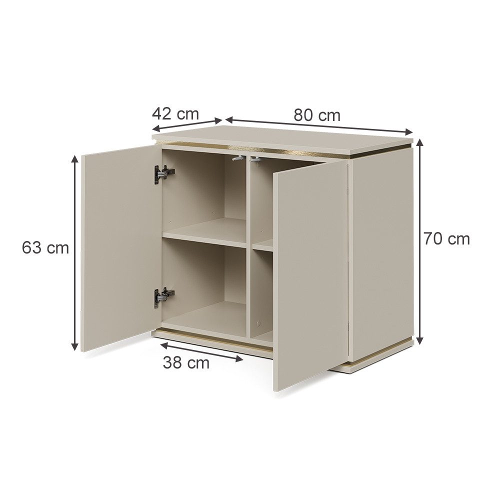 Vicco Kommode Linette, Cashmere/Gold, 80 x 70 cm mit 4 Fächern (1 St)