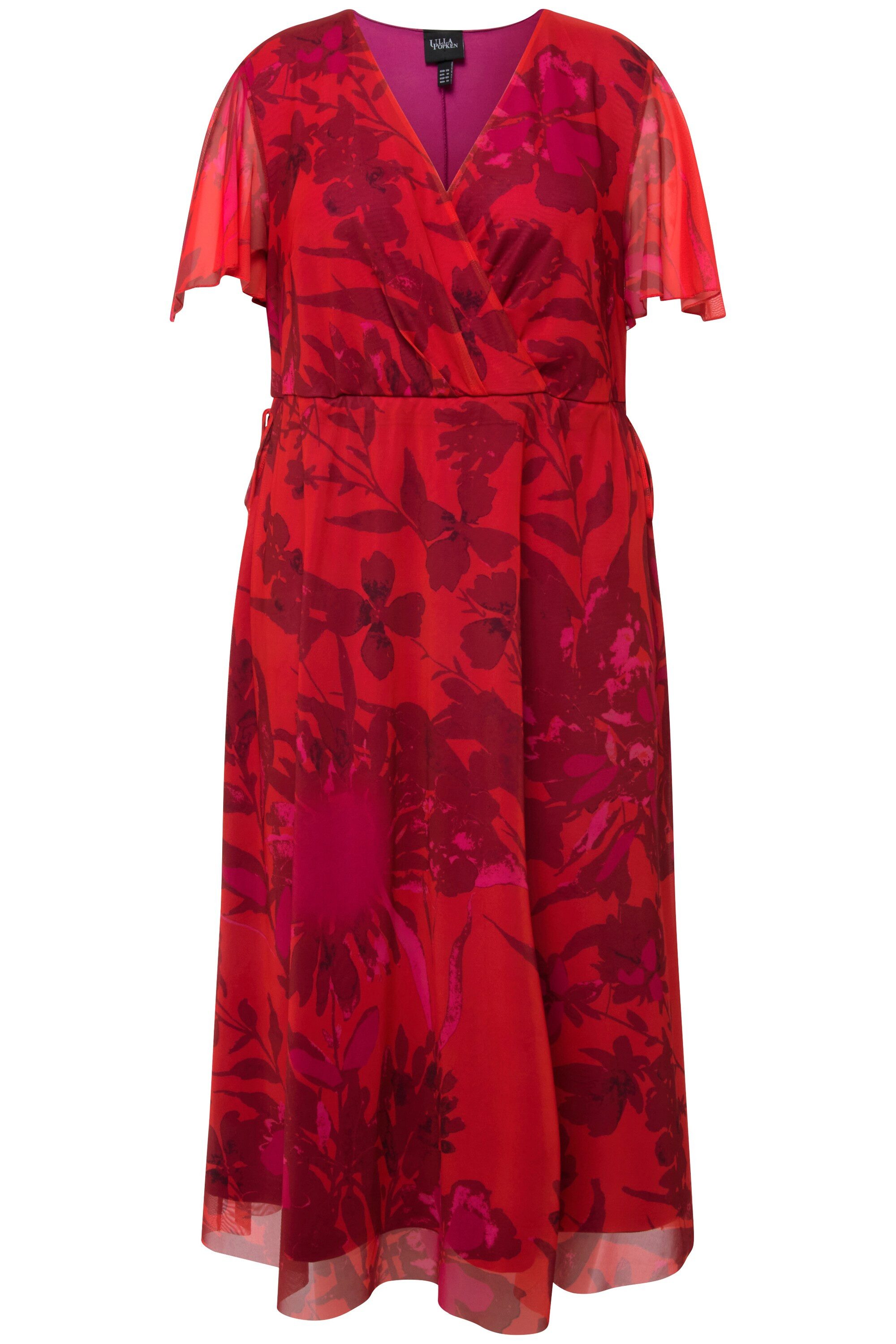 Ulla Popken Abendkleid Meshkleid Blüten V-Ausschnitt günstig online kaufen