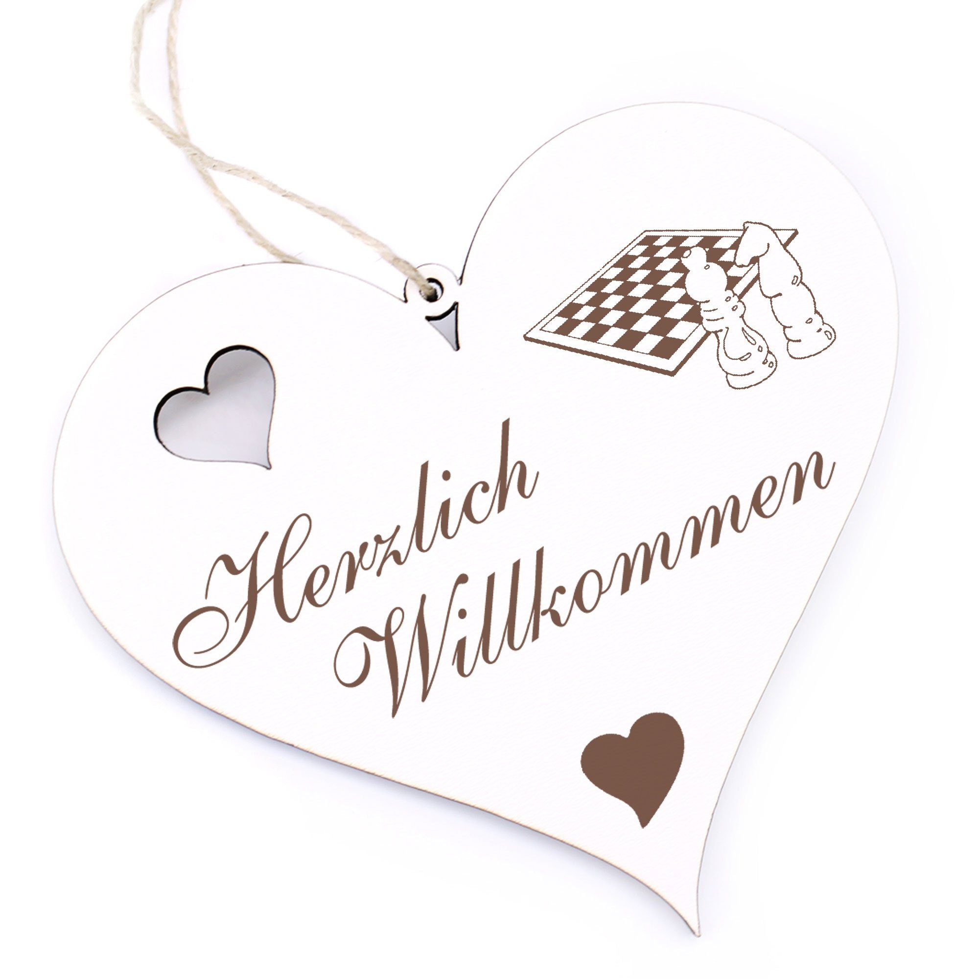 Dekolando Hängedekoration Herzlich Willkommen - 13x12cm Schach 