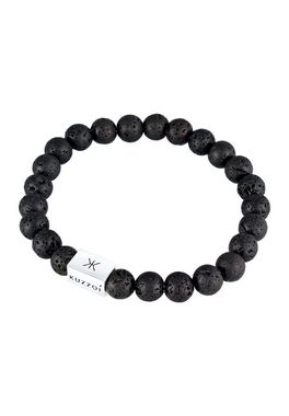 Kuzzoi Bead-Armband-Set Herren Lava Edelstein Bead Rechteck 925 Silber