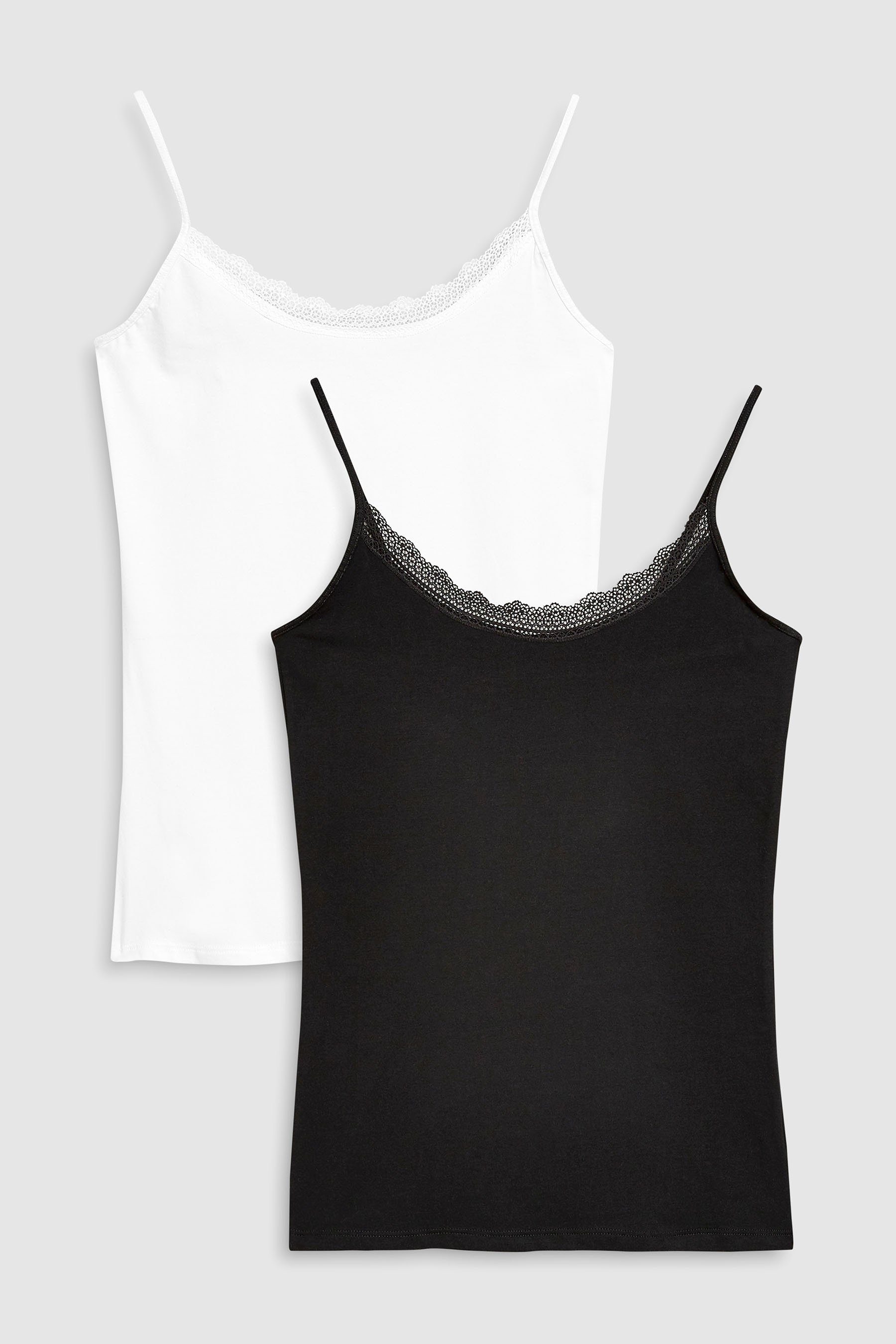 Spitzenborte, mit (2-St) Black/White 2er-Pack Top Next Unterhemd