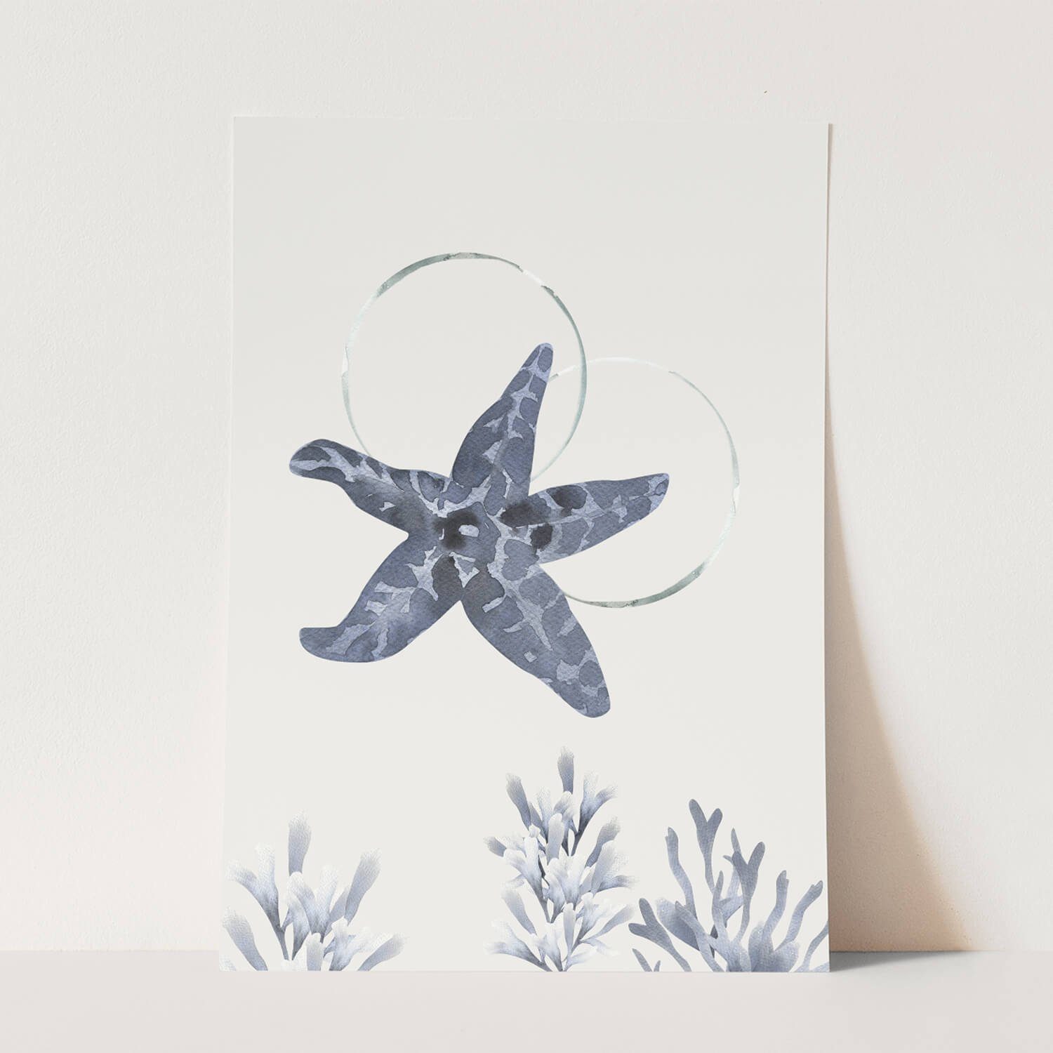 Sinus Art Wandbild Wandbild Seestern Koralle Aquarell Blau unter Wasser Wasserfarben