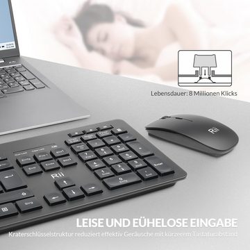 Rii kabellos Tastatur- und Maus-Set, Für PC/Laptop/Windows/Smart TV, Deutsches Layout