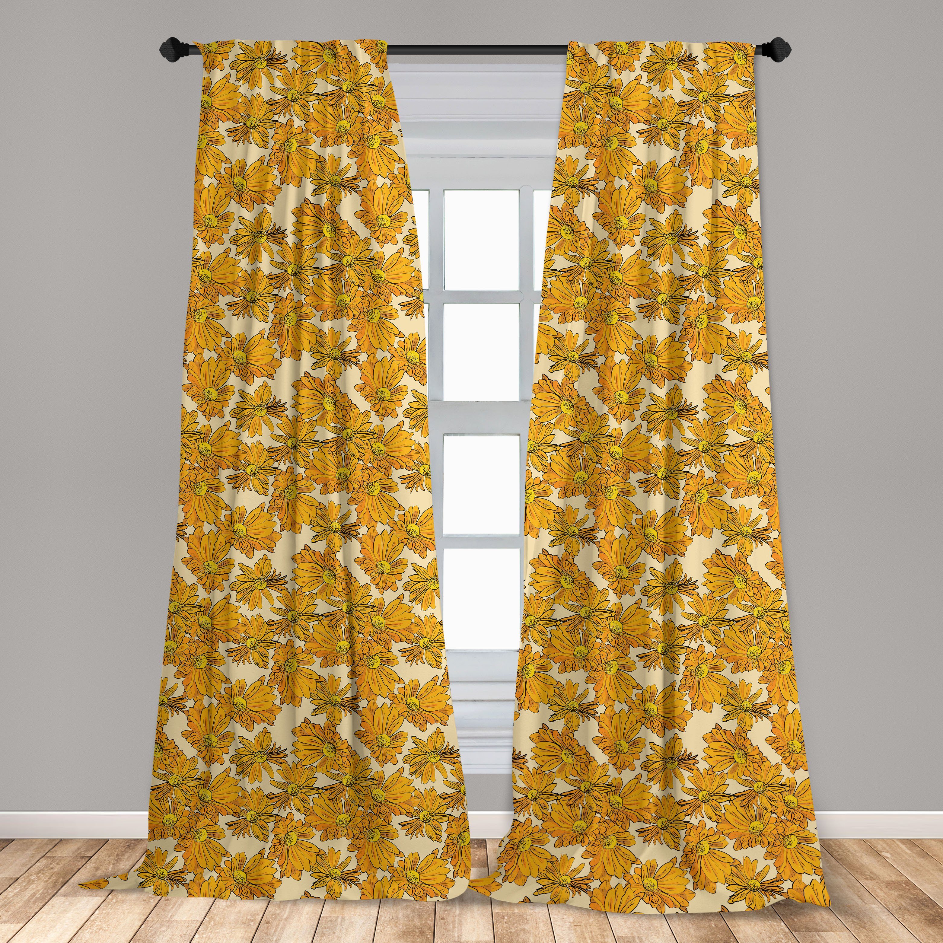 Schlafzimmer Flüchtiger Vorhang Gardine Microfaser, Blumen für Abakuhaus, Chrysanthemen Blick Wohnzimmer Dekor,