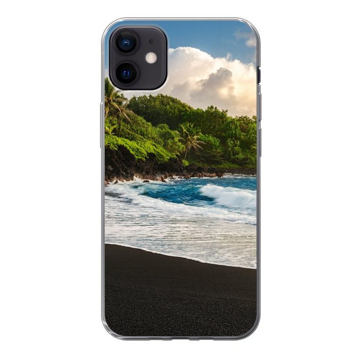 MuchoWow Handyhülle Ein schwarzer Sandstrand auf Hawaii Handyhülle Apple iPhone 12 Mini Smartphone-Bumper Print Handy