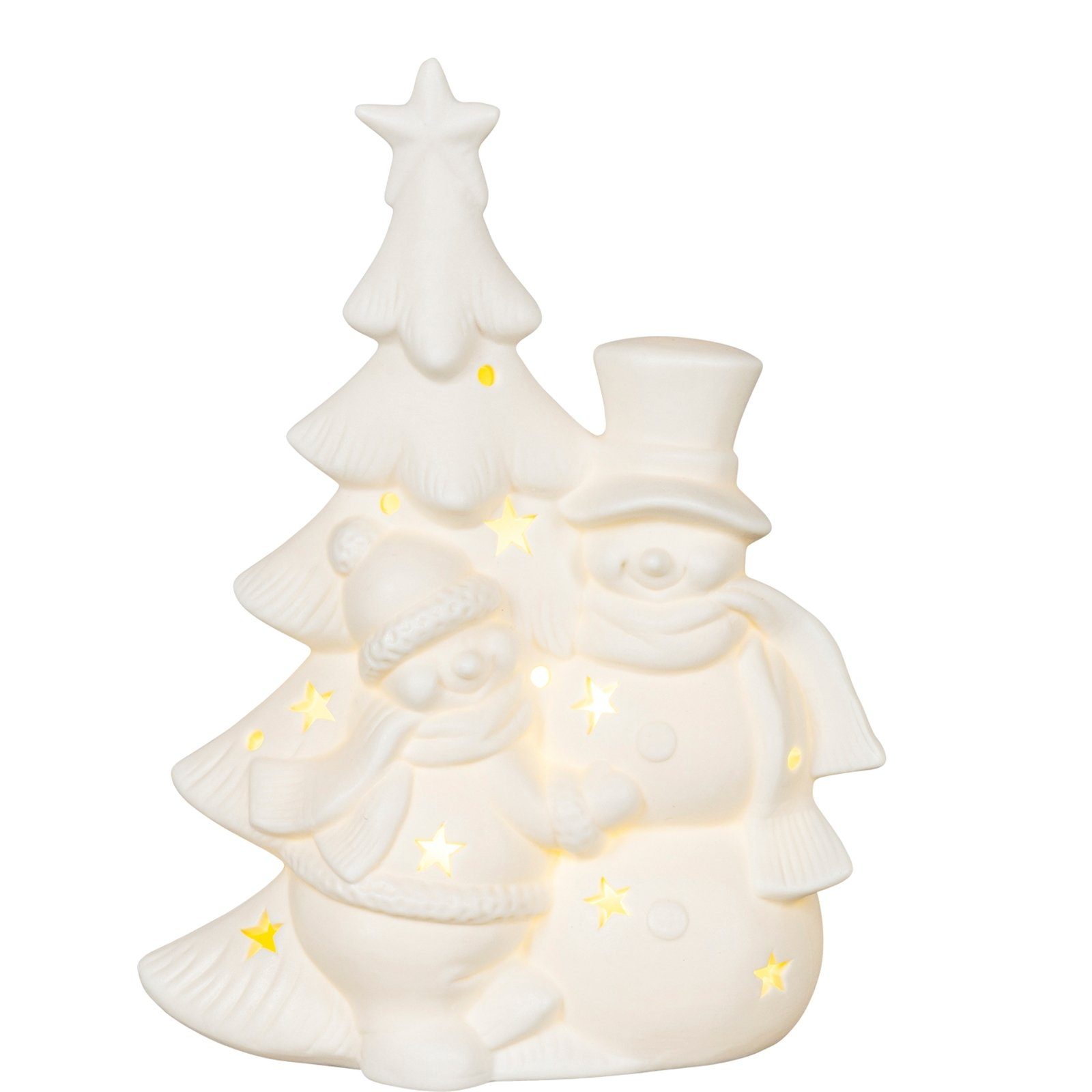HGD Holz-Glas-Design Weihnachtsfigur LED-Weihnachtsbaum Porzellan Weiß (Stück, 1 St), Leuchtdeko Weihnachtsdeko | Dekofiguren
