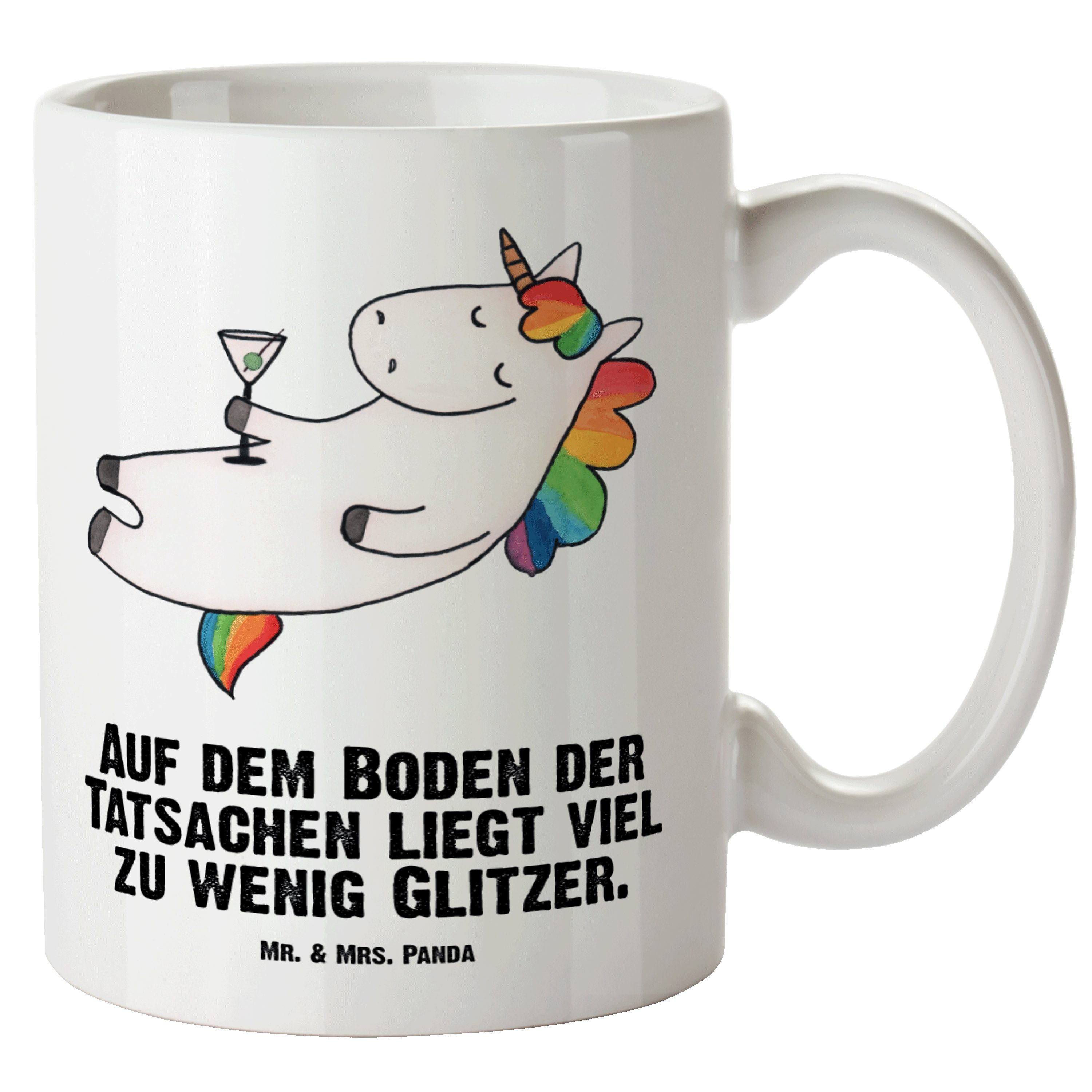 Keramik Mr. Tasse & Deko, Panda Geschenk, Tasse, XL lustig, Jumbo Tasse Einhorn Weiß Cocktail Einhorn - - Mrs.